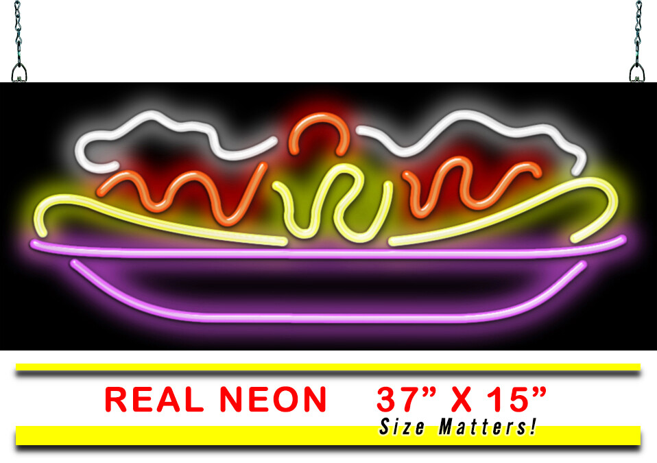 Banana Split With Cherry Neon Sign Jantec 37&Prime; x 15&Prime; Desserts Strawberry