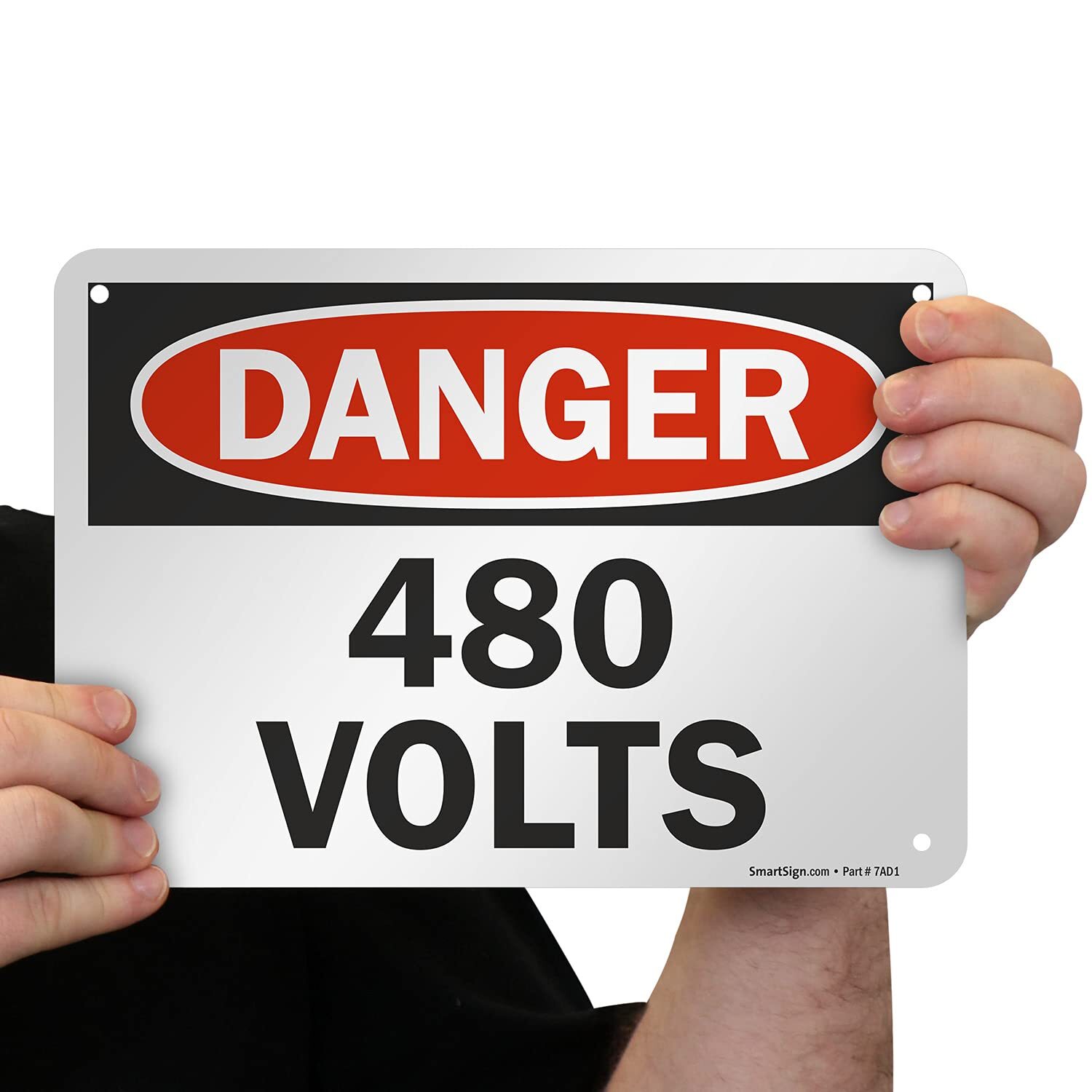 7 x 10 inch “Danger – 480 Volts” OSHA Sign with Pre-Cleared Holes Digital Pri…