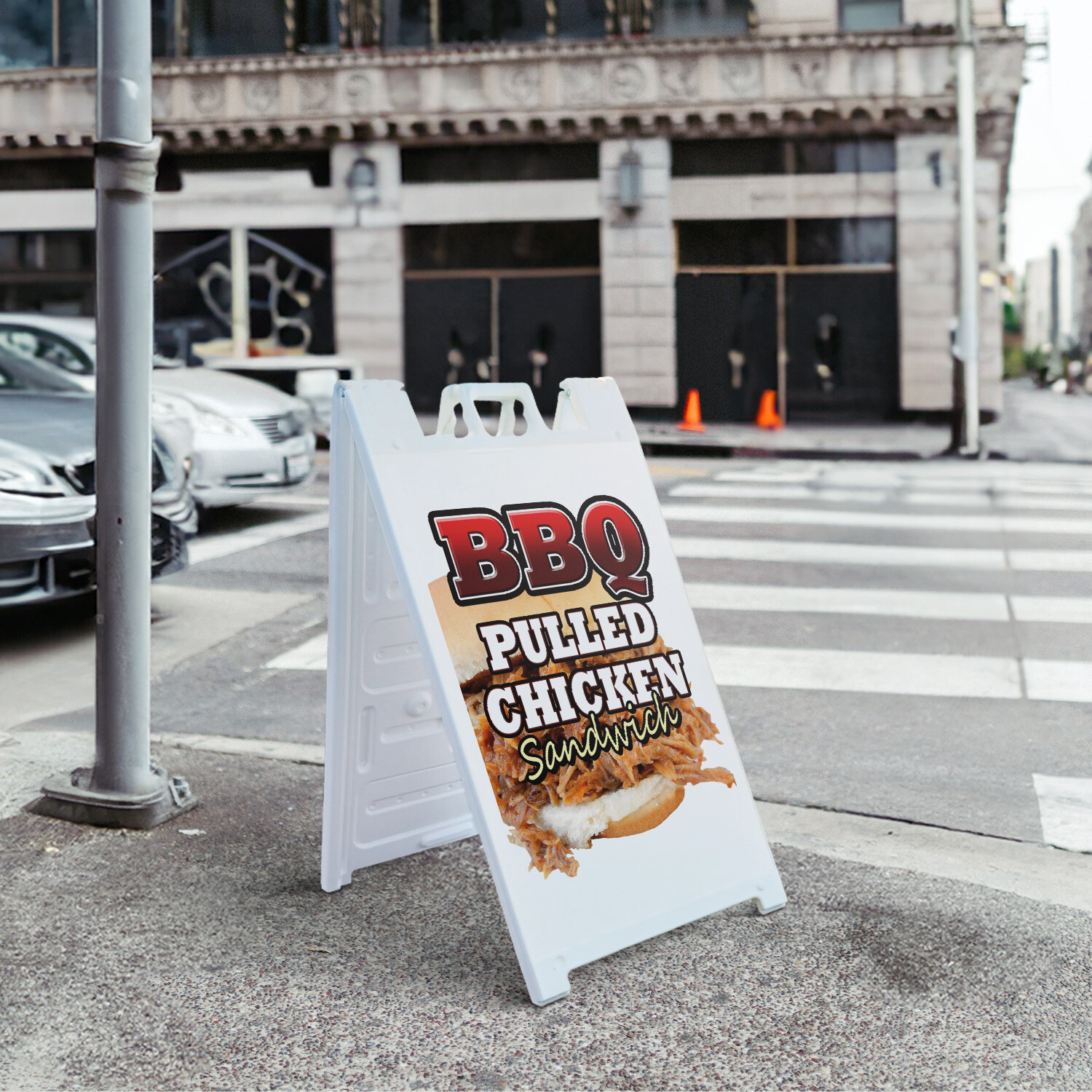 A-frame Sidewalk Bbq Pulled Chicken Sandwich 24&Prime; x 36&Prime; Double Sided A-Frame Side