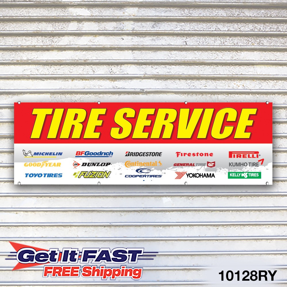 Tire Service Banner Sign Tire Dealer Auto Repair Service Bay Garage