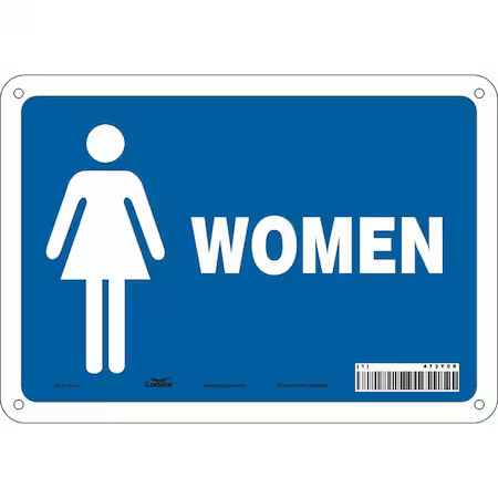 Zoro Select 473Y08 Restroom Sign, Women, 10 In W X 7 In H, Vertical Rectangle,,