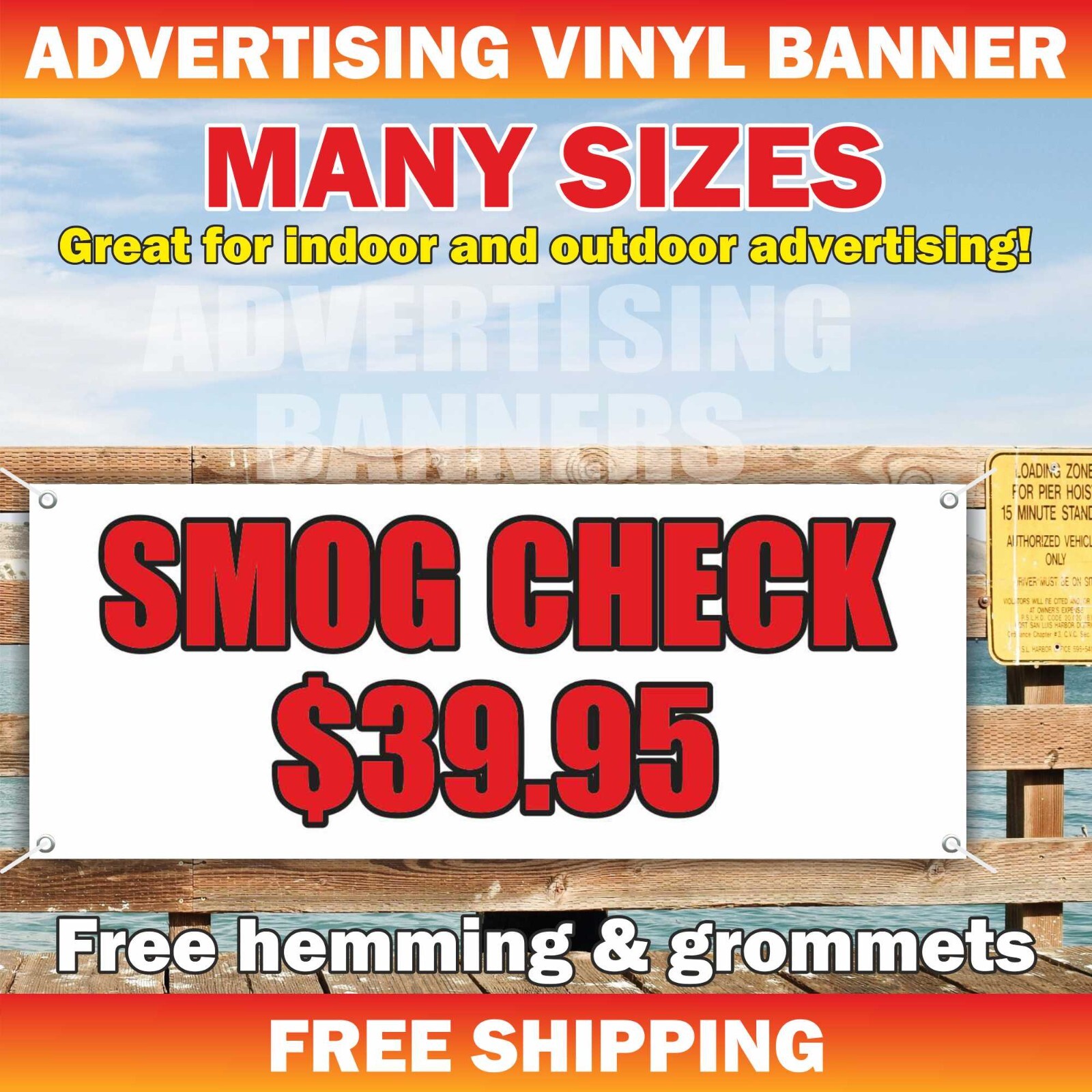 SMOG CHECK Advertising Banner Vinyl Sign auto repair service diagnostic garage