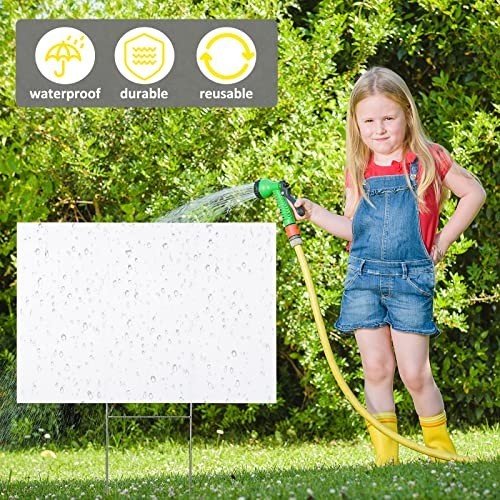 24 Sets Blank Yard Signs with Stakes – 12×18 Inch Waterproof Double-Sided Lawn S