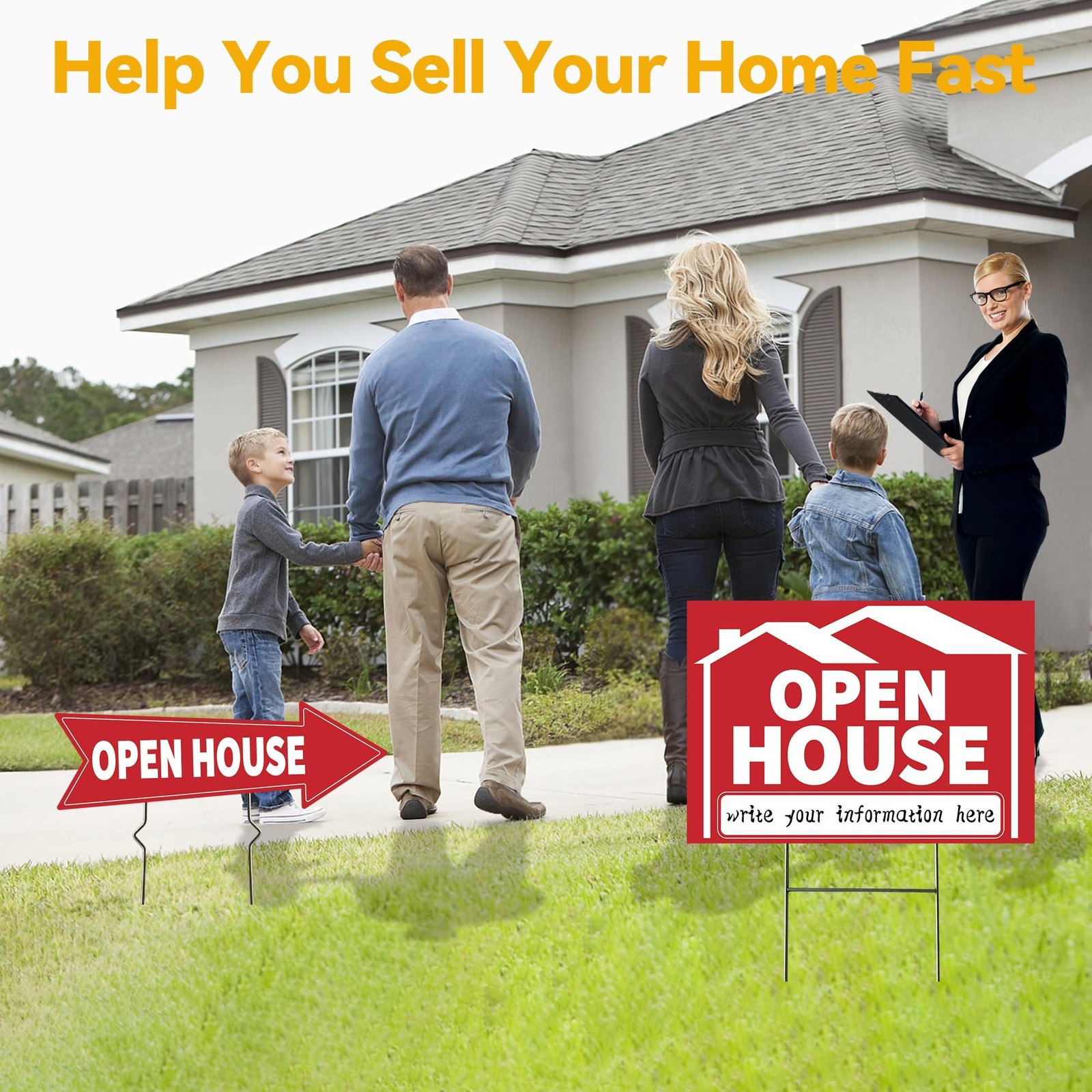 5 Pack Open House Signs, Open House Sign for Real Estate – 17&Prime;x12&Prime; Double Sid…