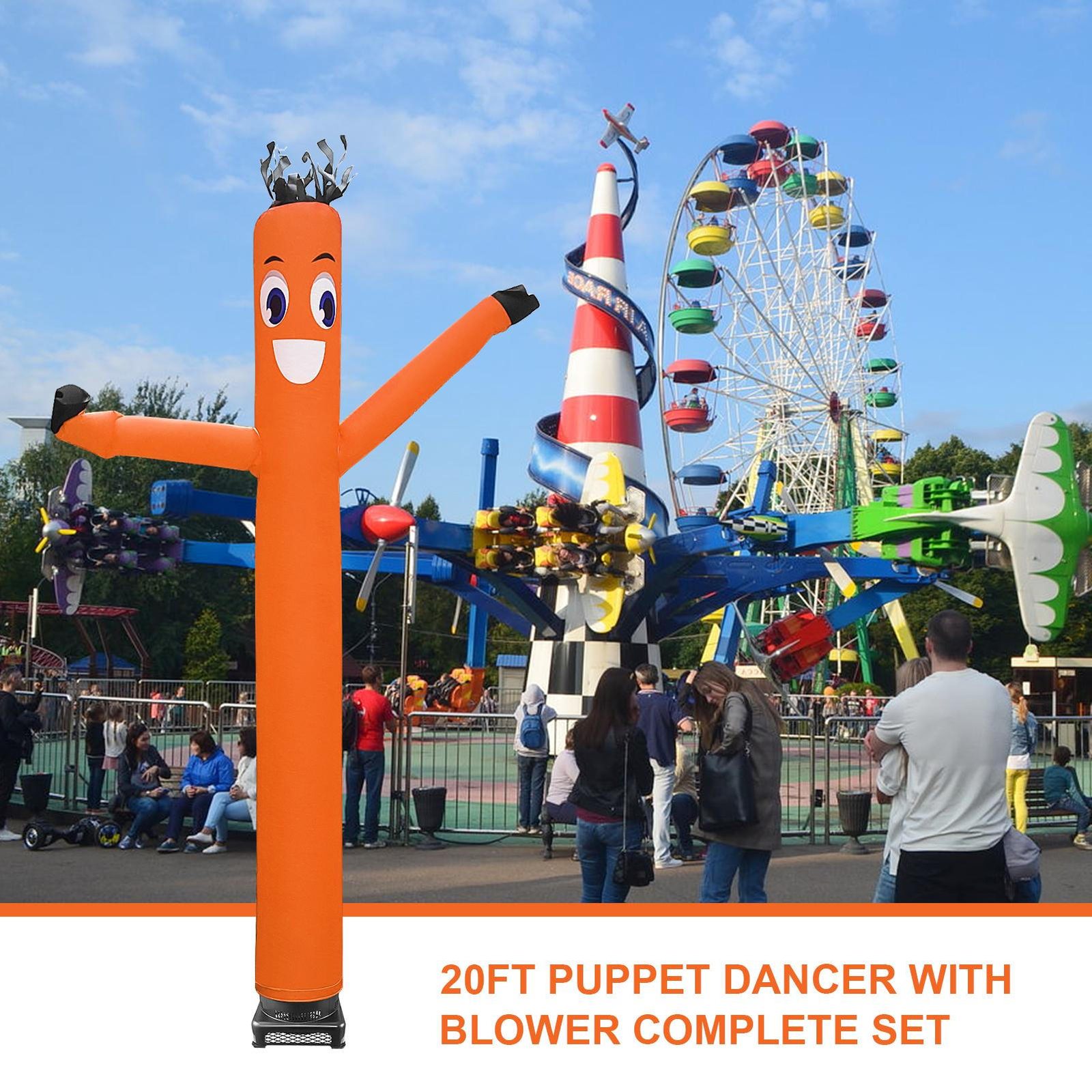 20 Ft Inflatable Wacky Waving Tube Man With Blower – Orange Dancing Air Puppet