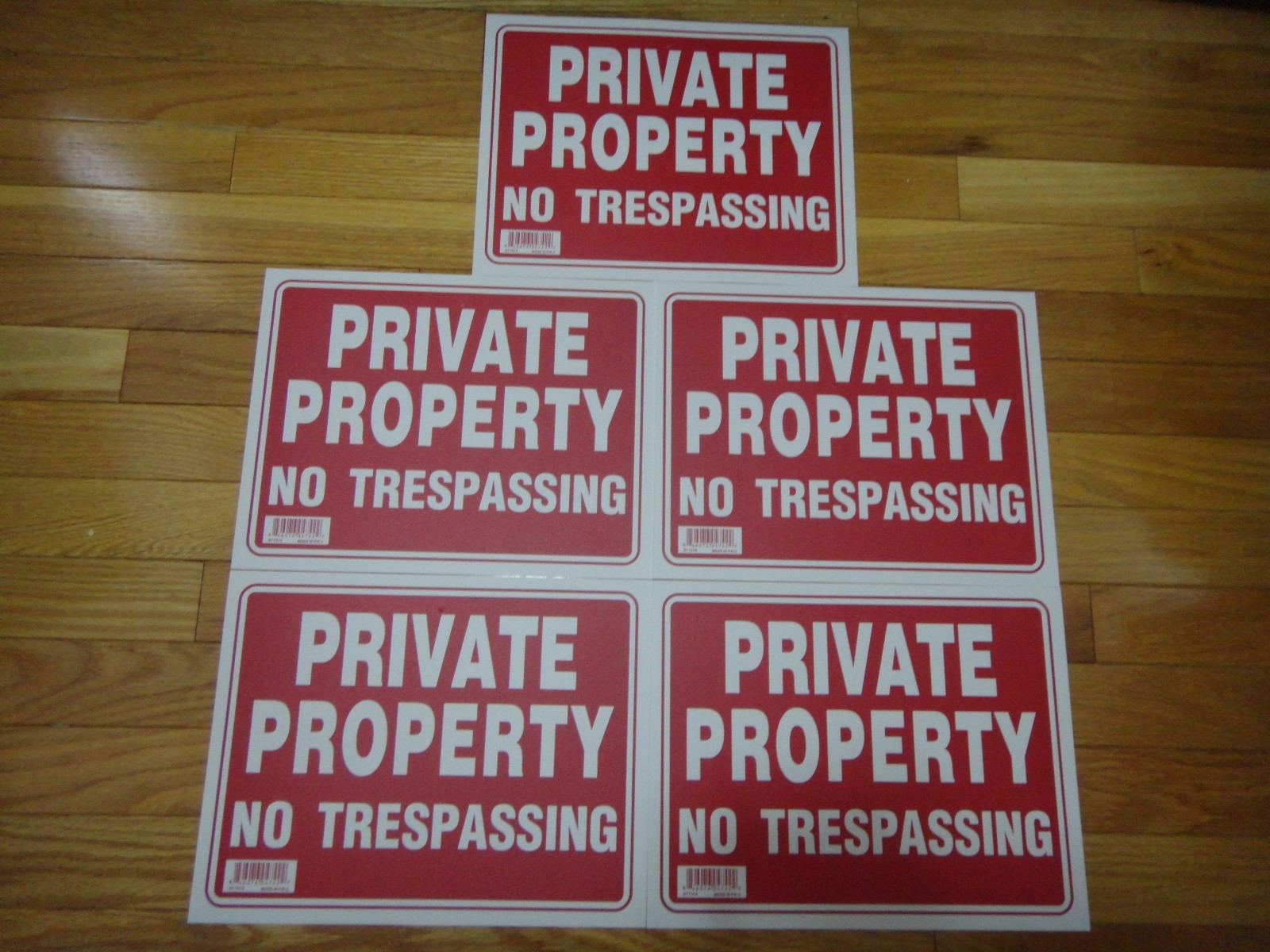 5X Red & White Flexible Plastic « PRIVATE PROPERTY NO TRESPASSING » Sign 9&rsquo;x12&prime;