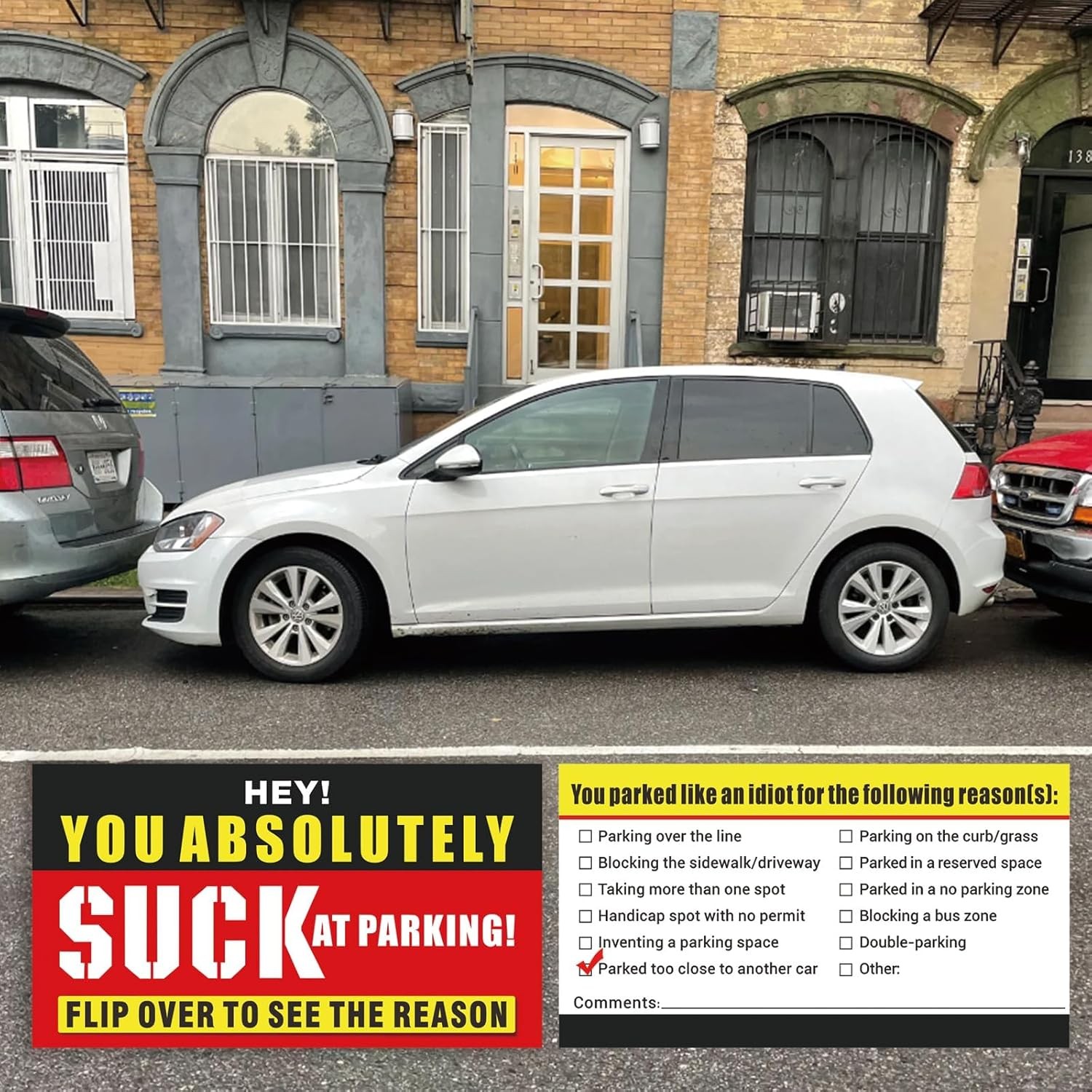 Bad Parking Cards – 100Pcs You Absolutely Suck At 3.5 » X 2 », Red