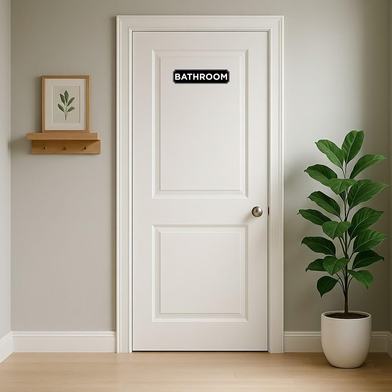 Bathroom Signs Decor Black Vinyl 8×2 Inches Unisex Restroom Door Stickers Set of