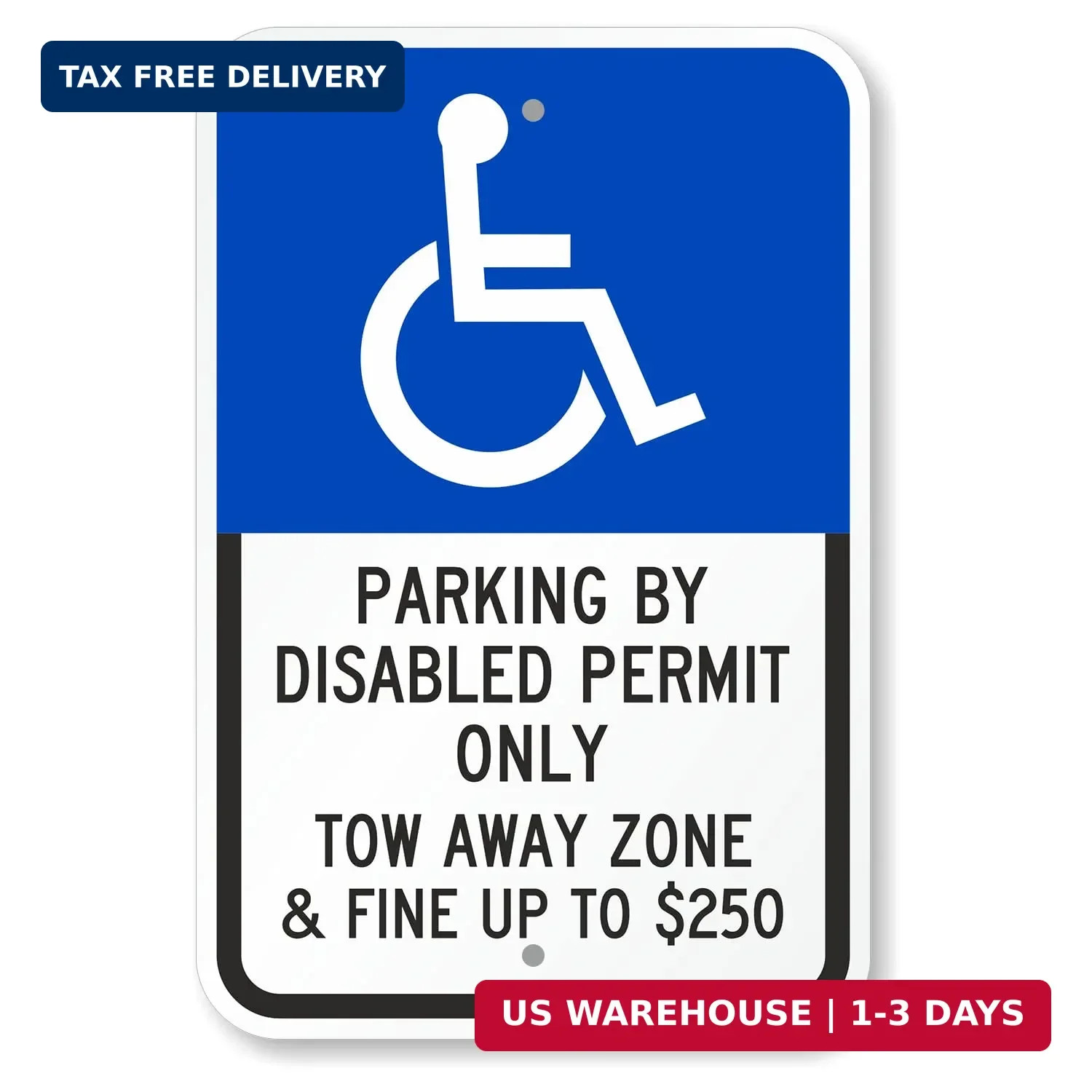 SmartSign Basics 18 x 12 inch « Parking By Disabled Permit, Tow-Away Zone » Handic