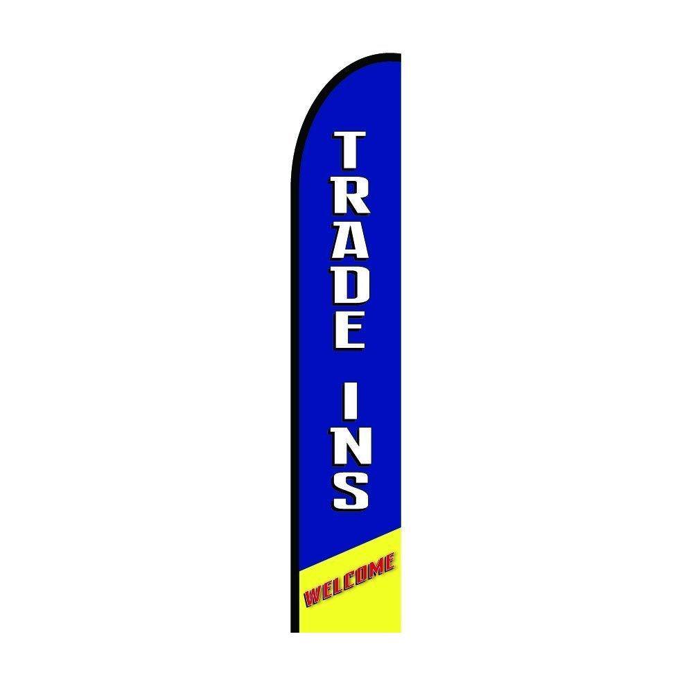 Trade Ins Welcome Feather Flag Banner, Advertising Display Sign 11.5ft FLAG ONLY