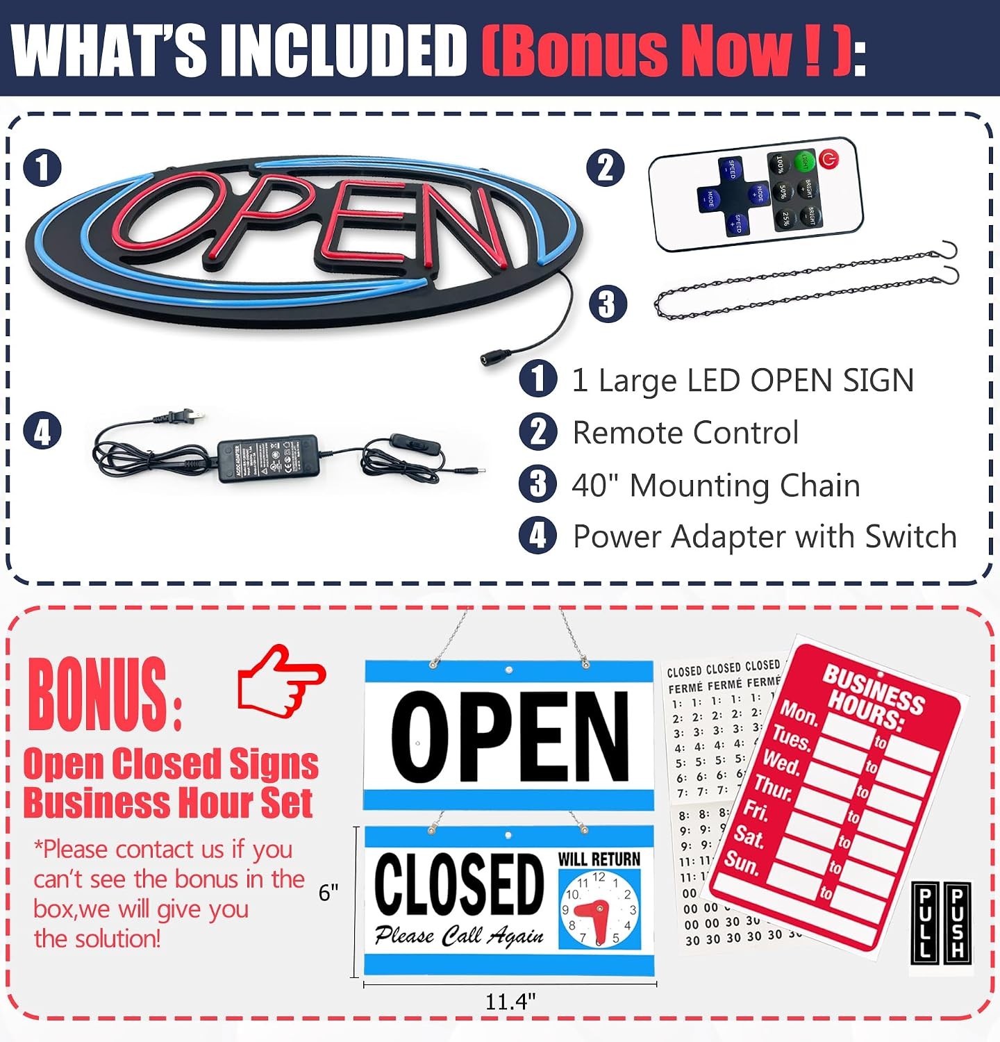 Neon Open Sign 32x16in LED Lighted Remote Flashing Window Store Business