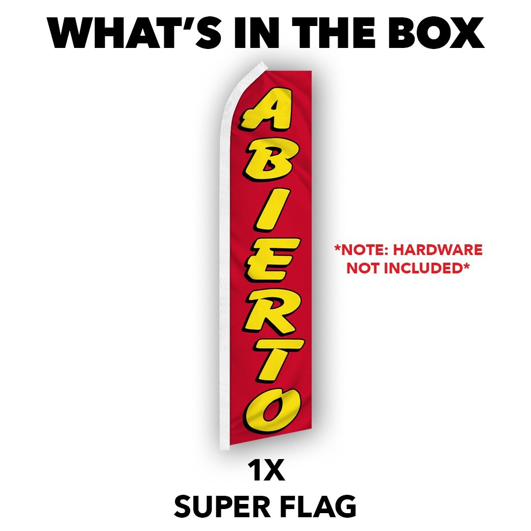 Abierto Advertising Swooper Feather Flutter Flag We&rsquo;re Open Flag