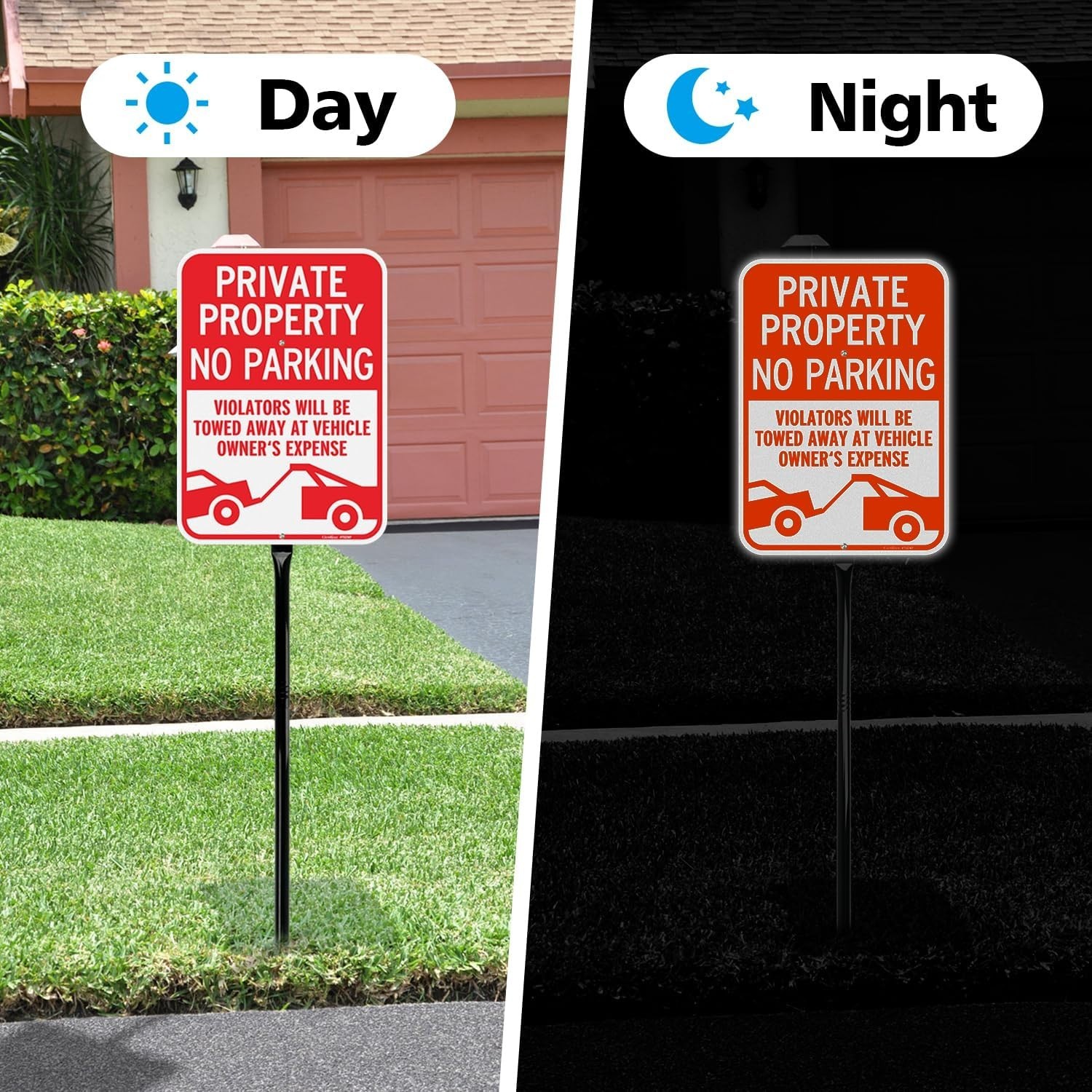 Reflective No Parking Signs 14&Prime;x10&Prime; – 2 Pack