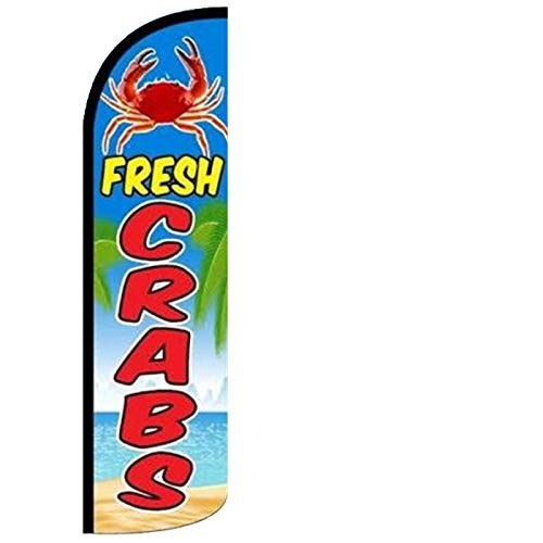 Windless Swooper Flag Banner Sign 3×11.5 ft Tall Fresh Crabs Flag Only