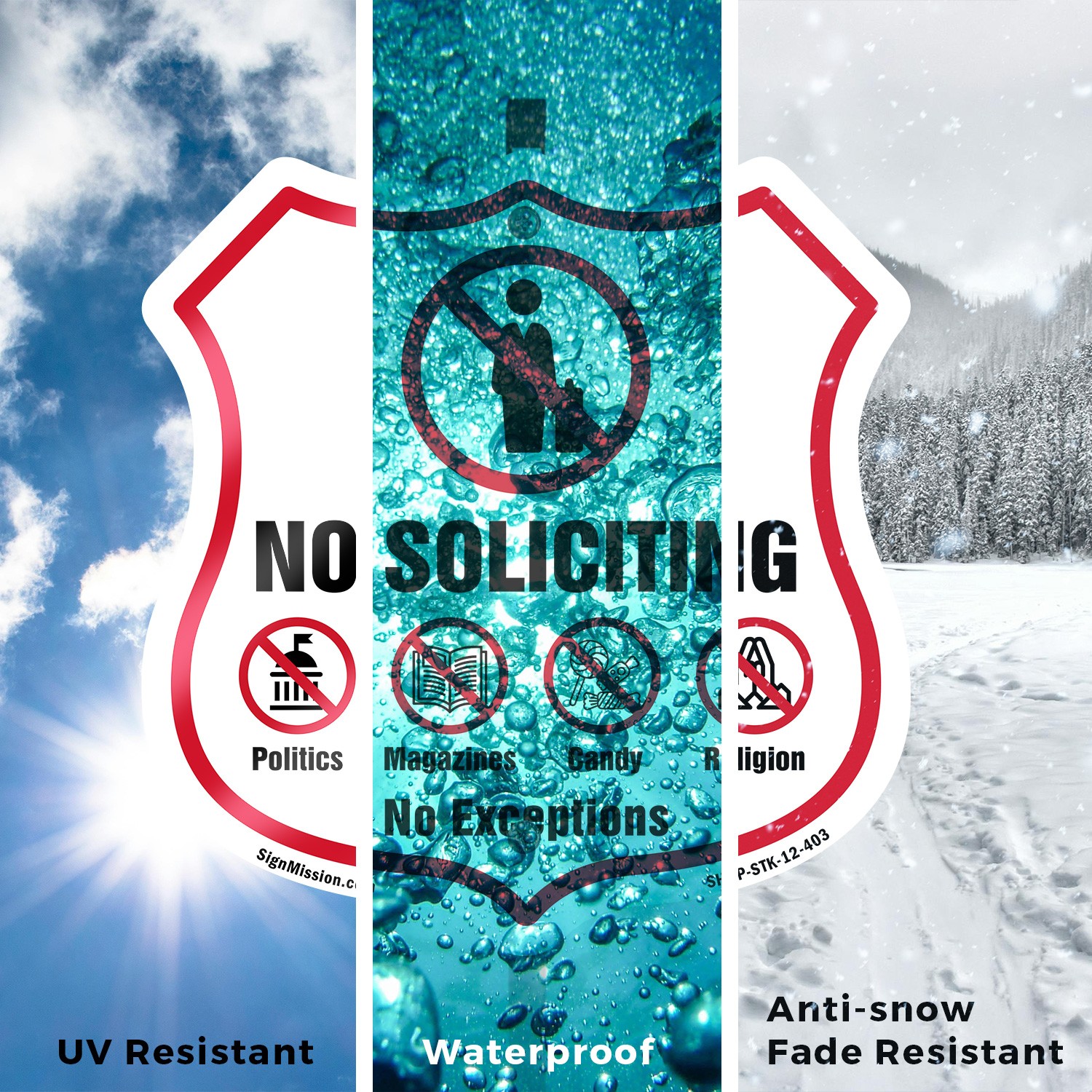 No Soliciting Shield Sign No Politics Magazines Candy Re Shield Sign With Stake