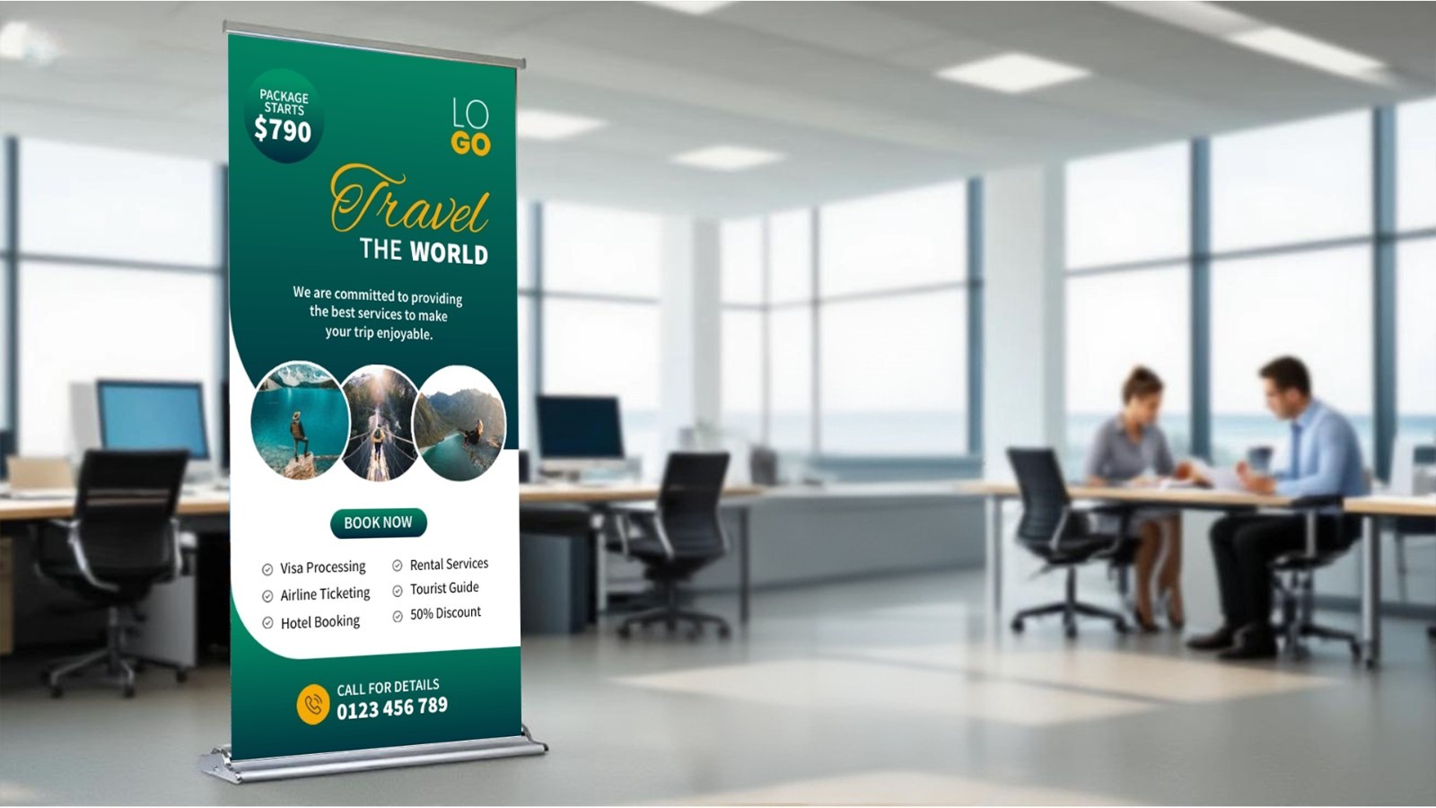 Deluxe Retractable Banner Stand 18&Prime;24&Prime;33.5&Prime;36&Prime;48&Prime;60&Prime;W (Stand ONLY) Widened Base