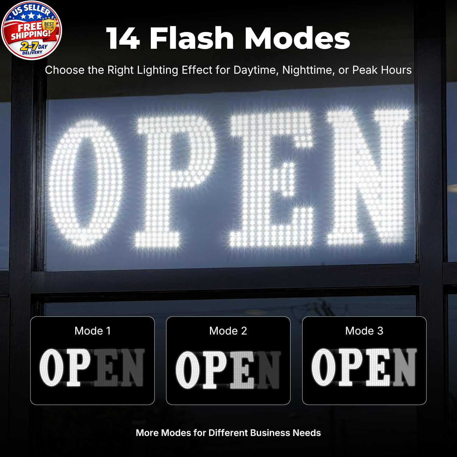 40&Prime; x 14&Prime; Large LED Open Sign with Remote Control High Bright Visibility Busines
