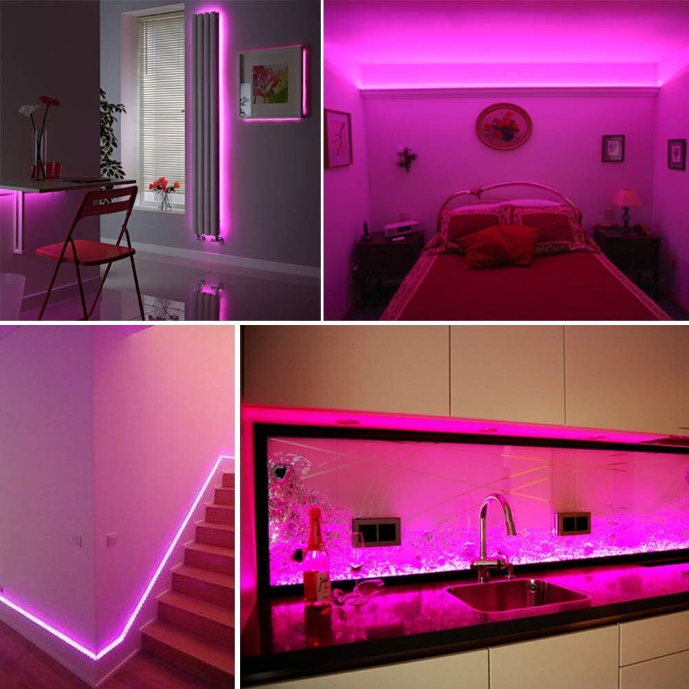 Pink 50&prime; 110V 480leds/m COB LED Light Strip Waterproof IP68 Xmas Hotel Decor US