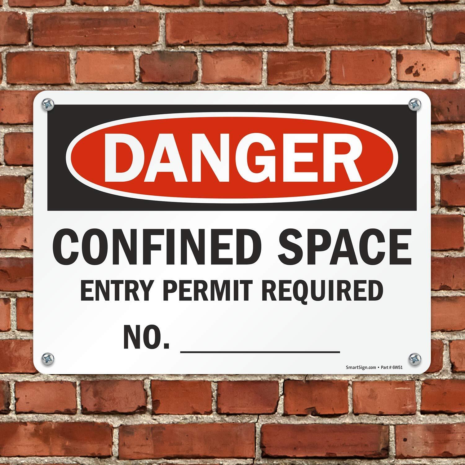 10×14 inch Danger Sign Confined Space Entry Permit Required Aluminum Signage