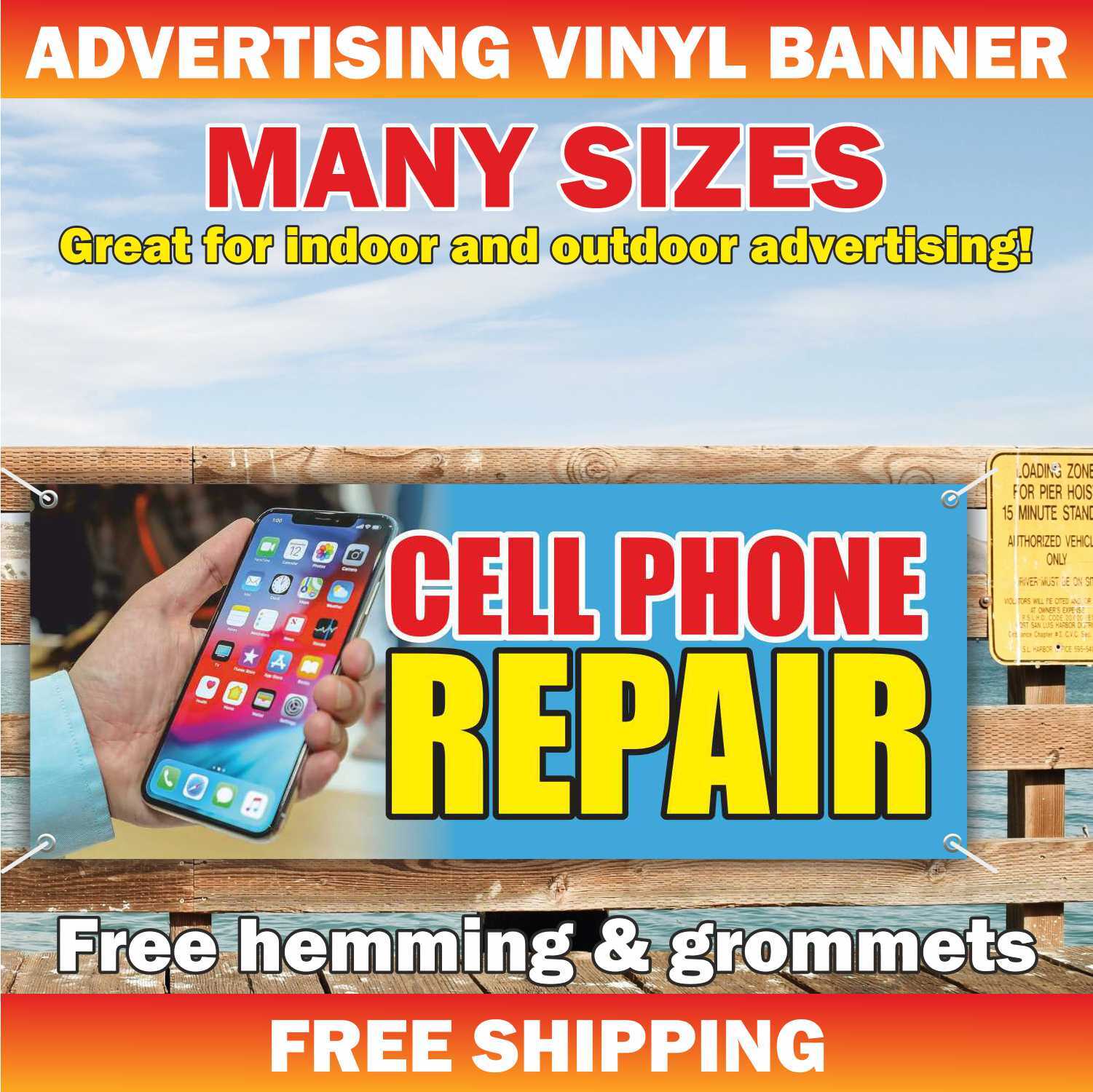 CELL PHONE REPAIR Advertising Banner Vinyl Mesh Sign screen battery repair