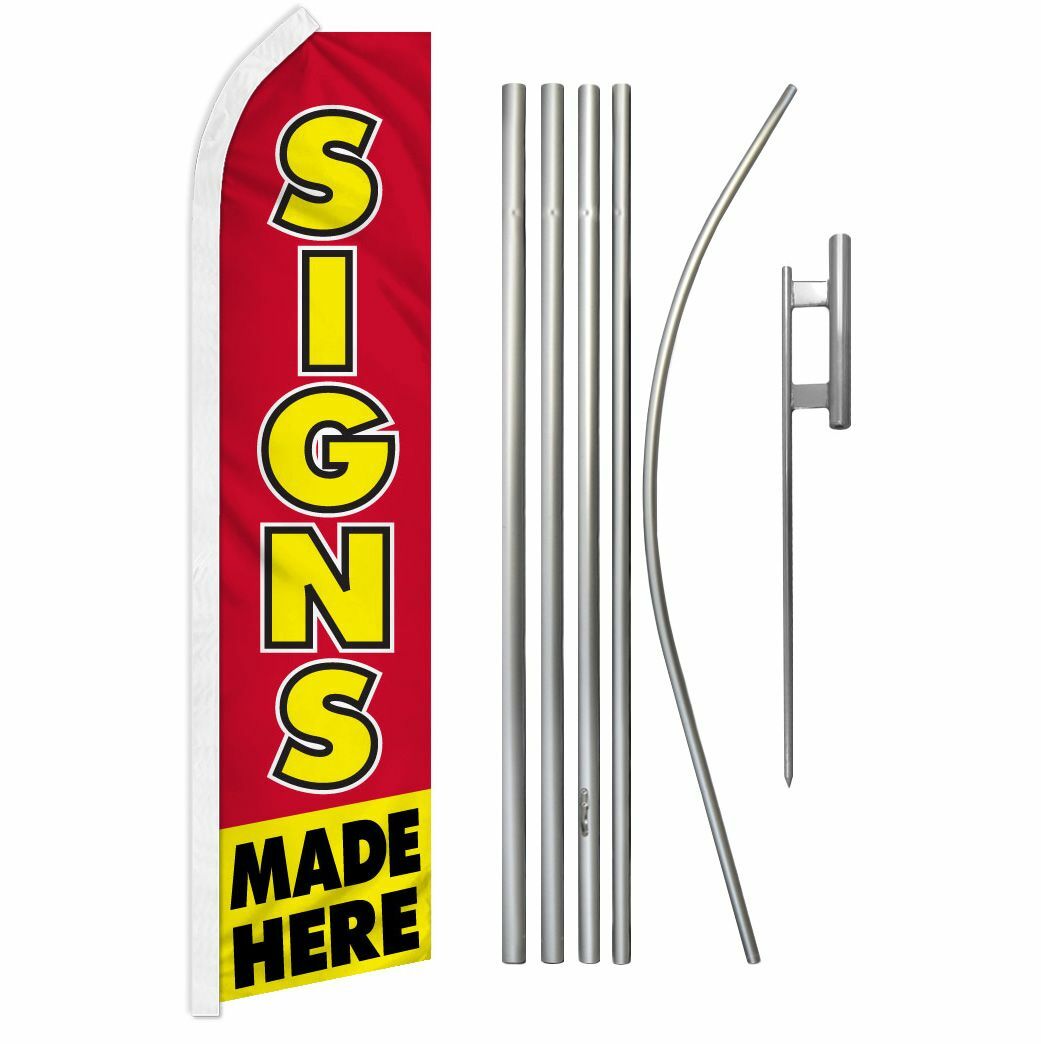 « SIGNS MADE HERE » Advertising Super Flag & Pole Kit