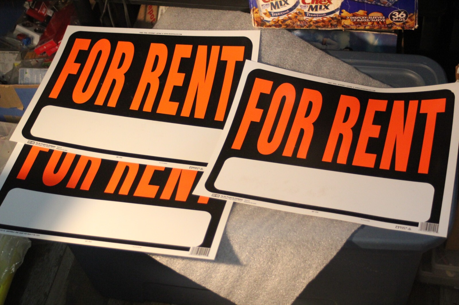 3 HY-KO LARGE 18 X 14 FOR RENT SIGNS SINGLE SIDED PHONE AREA MADE IN USA