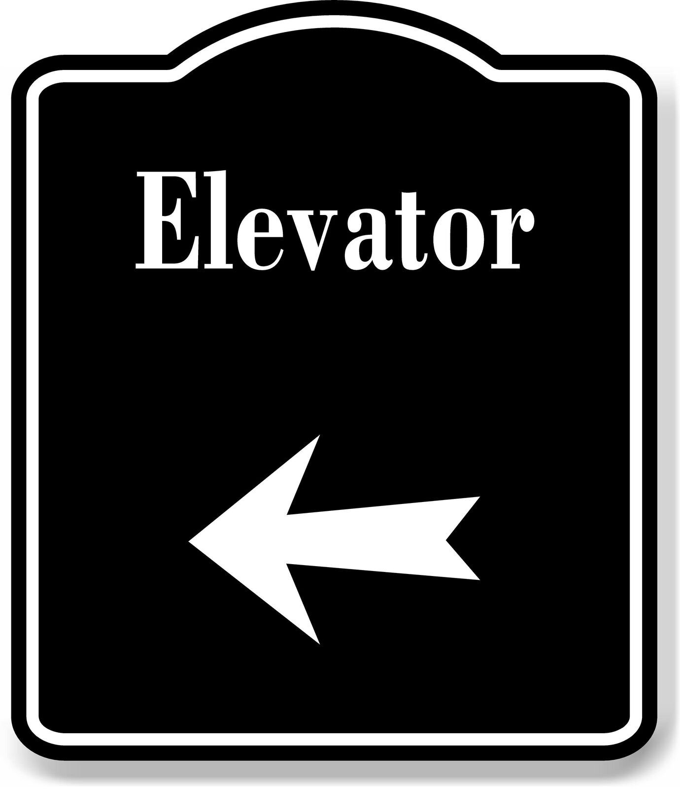 Elevator_Left_Arrow_BLACK Aluminum Composite Sign