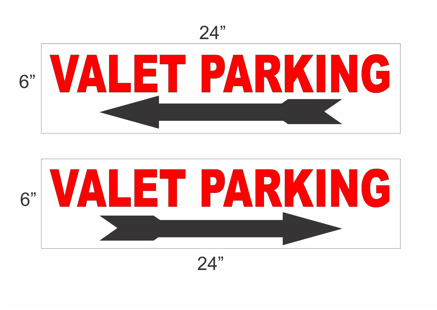 Valet Parking with Arrow 6&Prime;x24&Prime; RIDER SIGNS Buy 1 Get 1 FREE 2 Sided Plastic