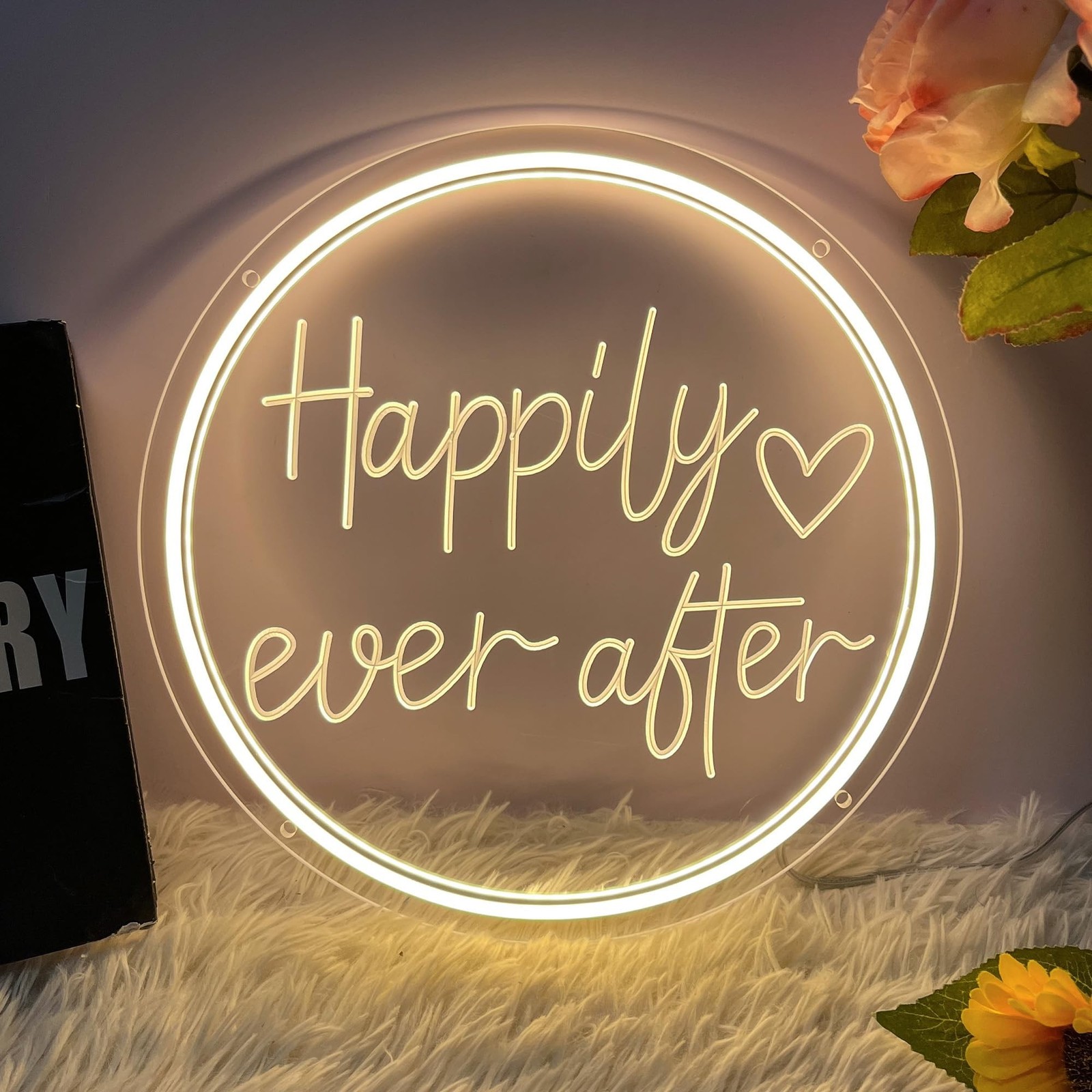 Happily Ever After Neon Sign Dimmable LED Neon Lights Sign for Wall Decor USB…