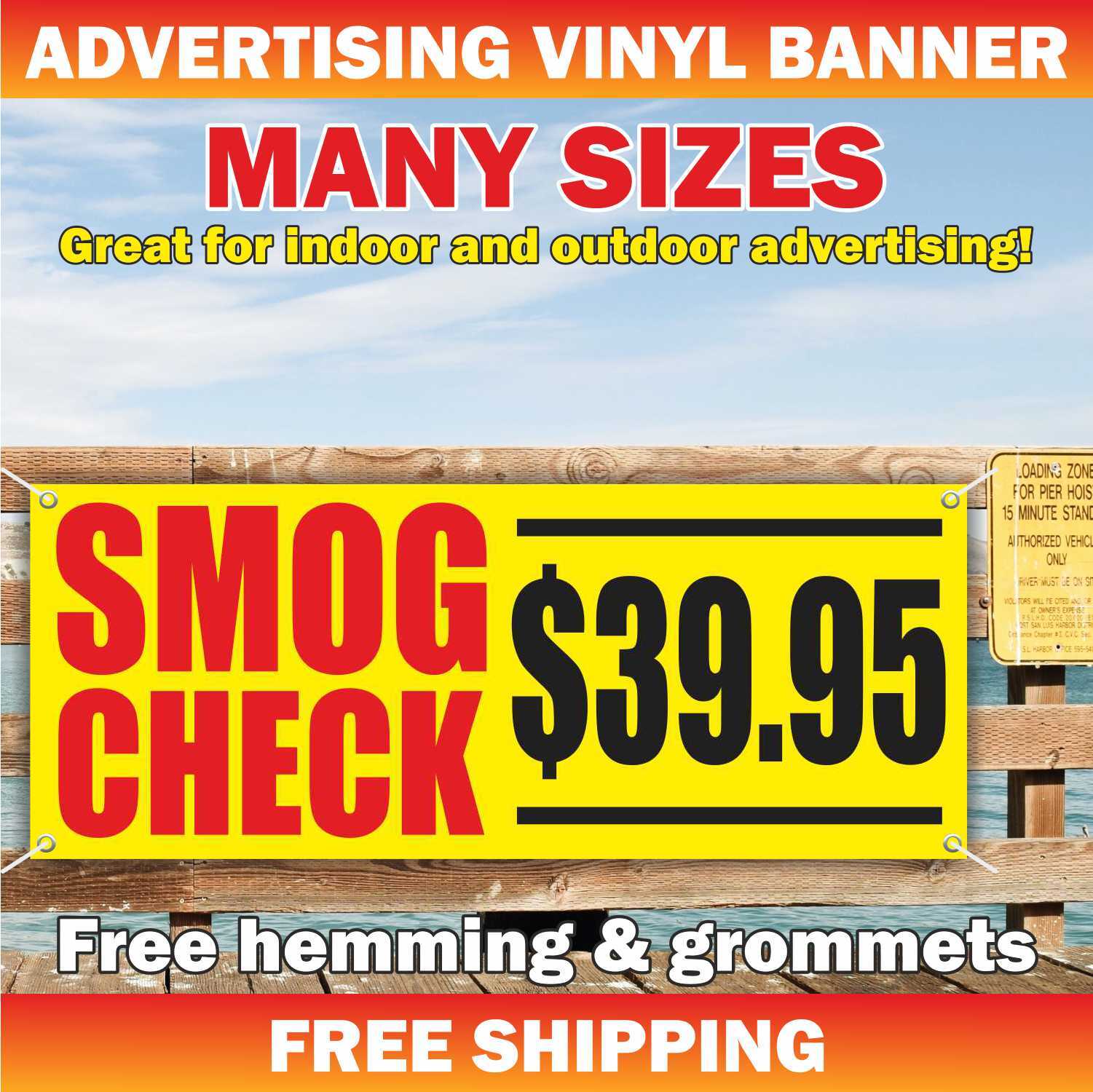 SMOG CHECK Advertising Banner Vinyl Mesh Sign $39.95 auto repair service car fix