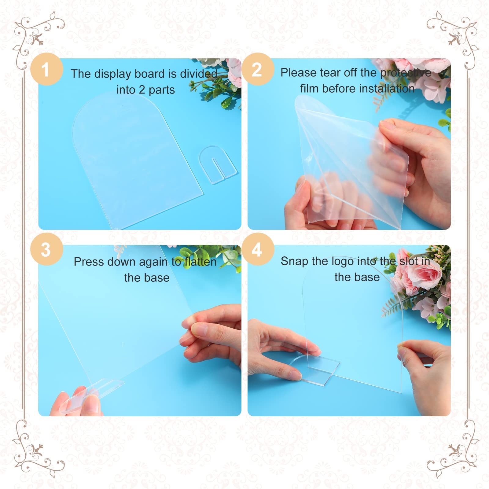 25 PCS Clear Arch Acrylic Sign Stand Blank Round Top Table Number 4×6 Inch