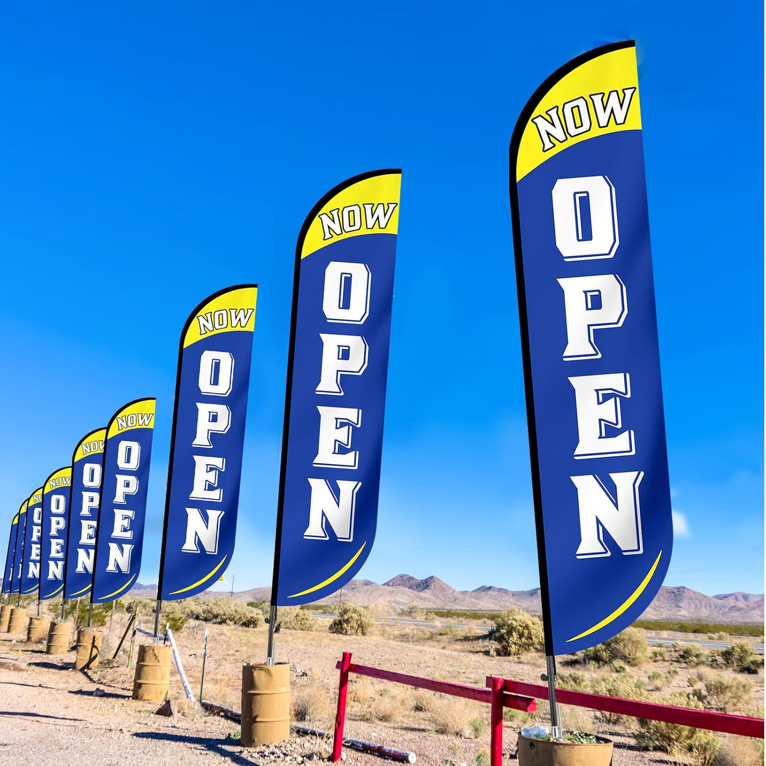12 Ft Open Feather Flags Kit with Poles & Spikes for Business Advertising