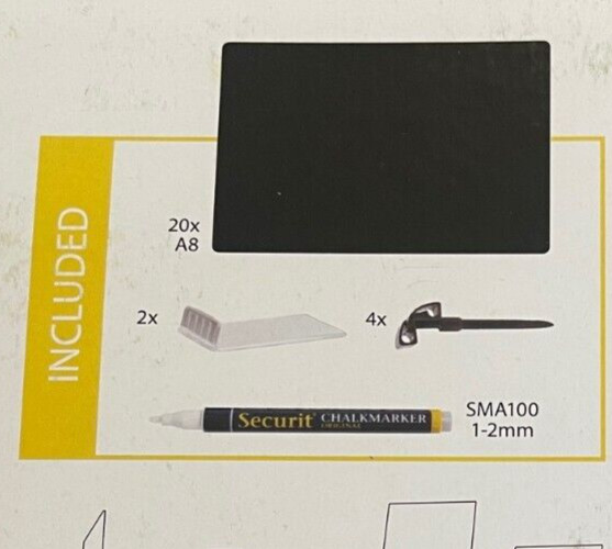 Black Chalkboard Price Cards Sets- Signs, Marker, Easel & Pick Sign Holders