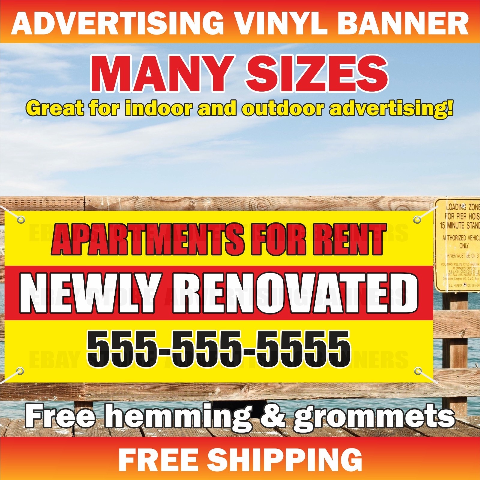 APARTMENTS FOR RENT NEWLY RENOVATED Advertising Banner Vinyl Mesh Sign Custom