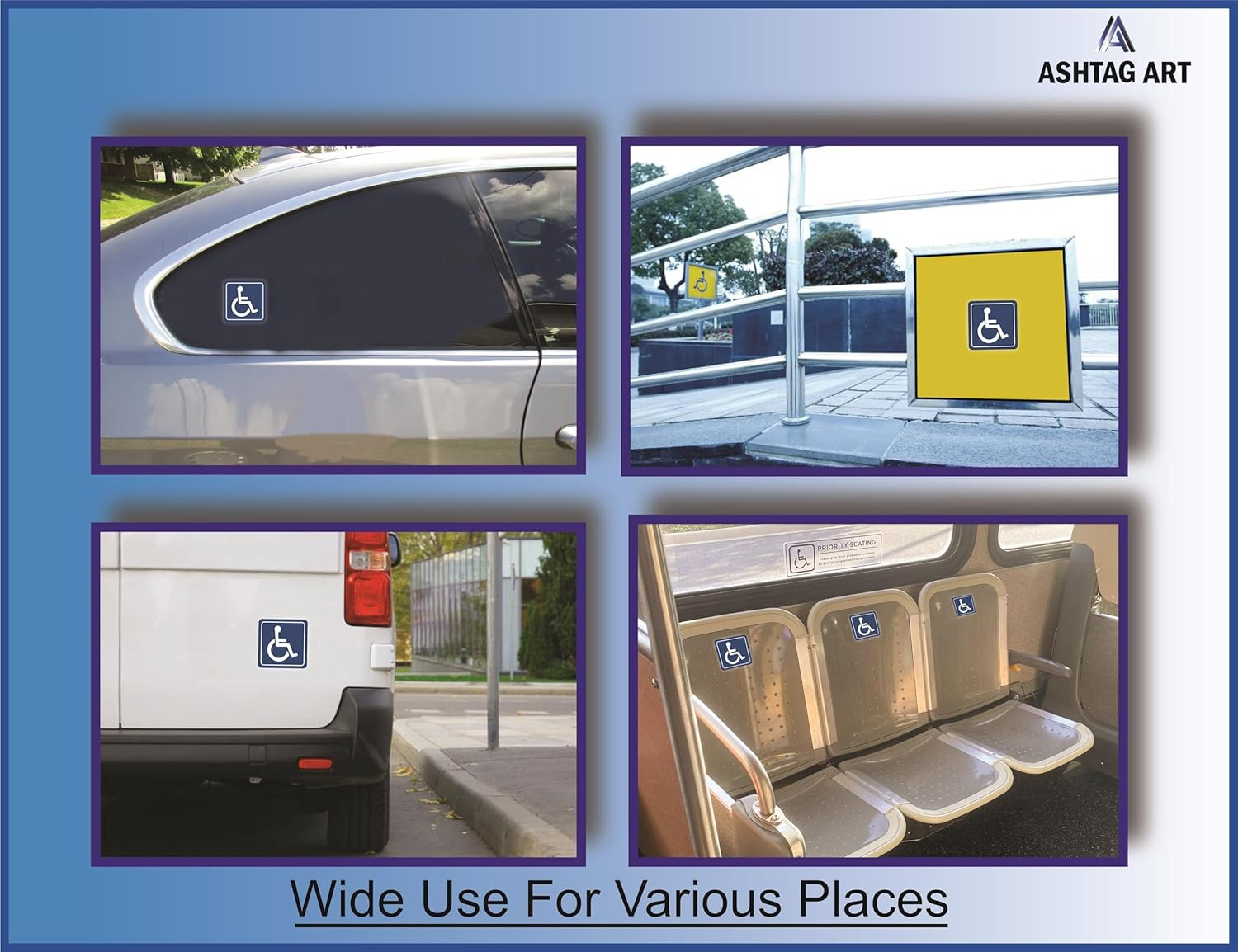 Premium Handicap ADA Complaint Signs [Pack of 6] – Vinyl Handicap Accessible Sti