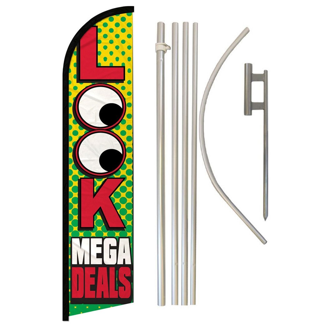 Look Mega Deals Full Curve Windless Swooper Flag Pole Kit Promotional Dealership