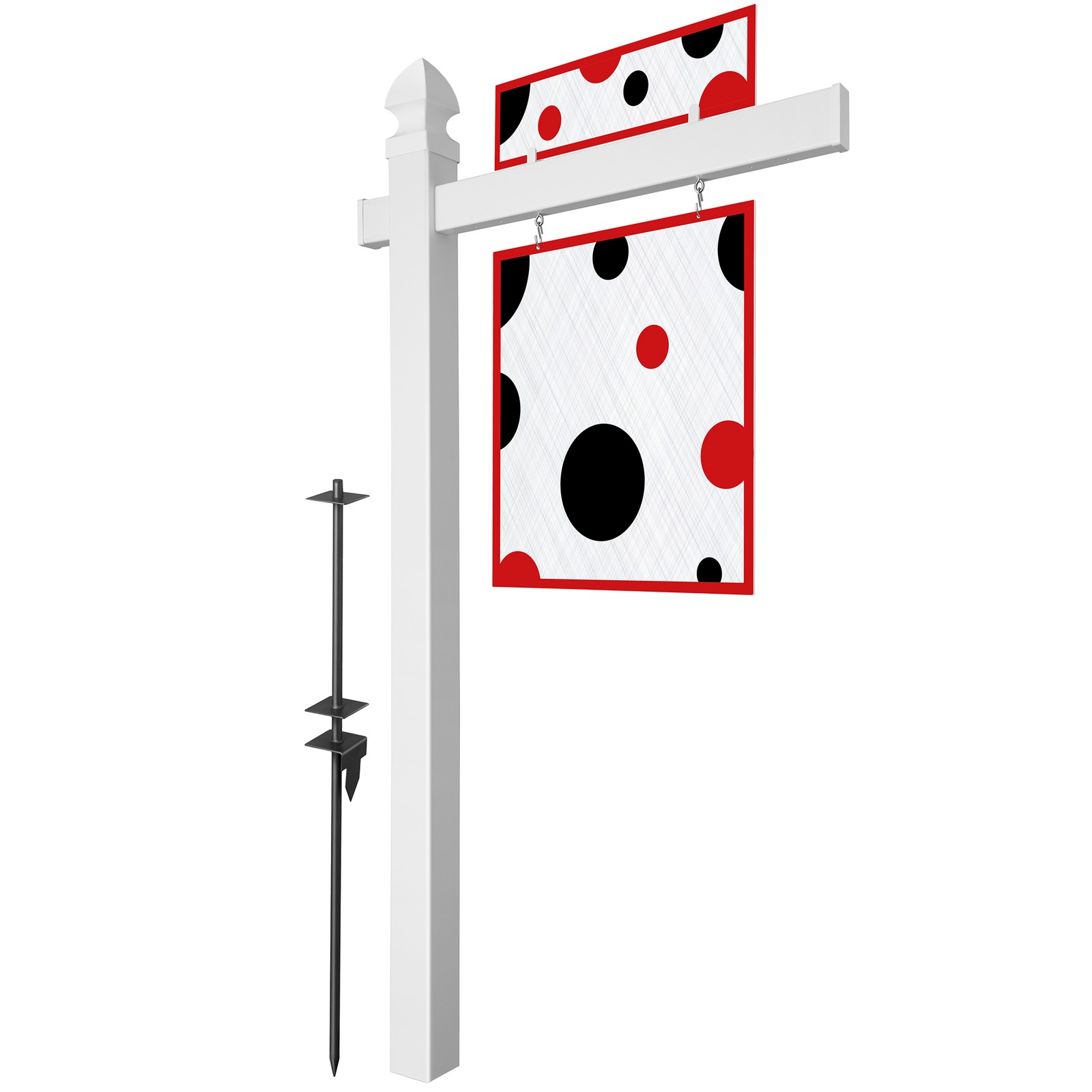 72&Prime; x 36&Prime; Real Estate Yard Sign Post with 2 Cap Options – Vinyl PVC – White