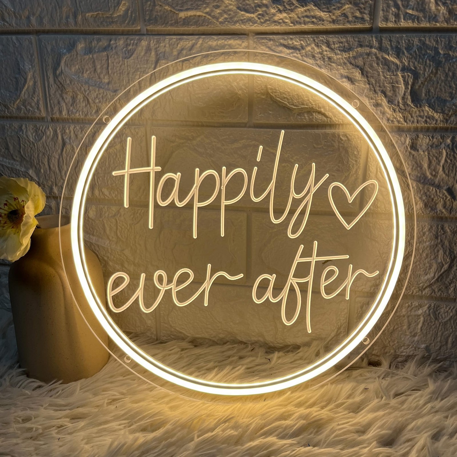 Happily Ever After Neon Sign Dimmable LED Neon Lights Sign for Wall Decor USB…