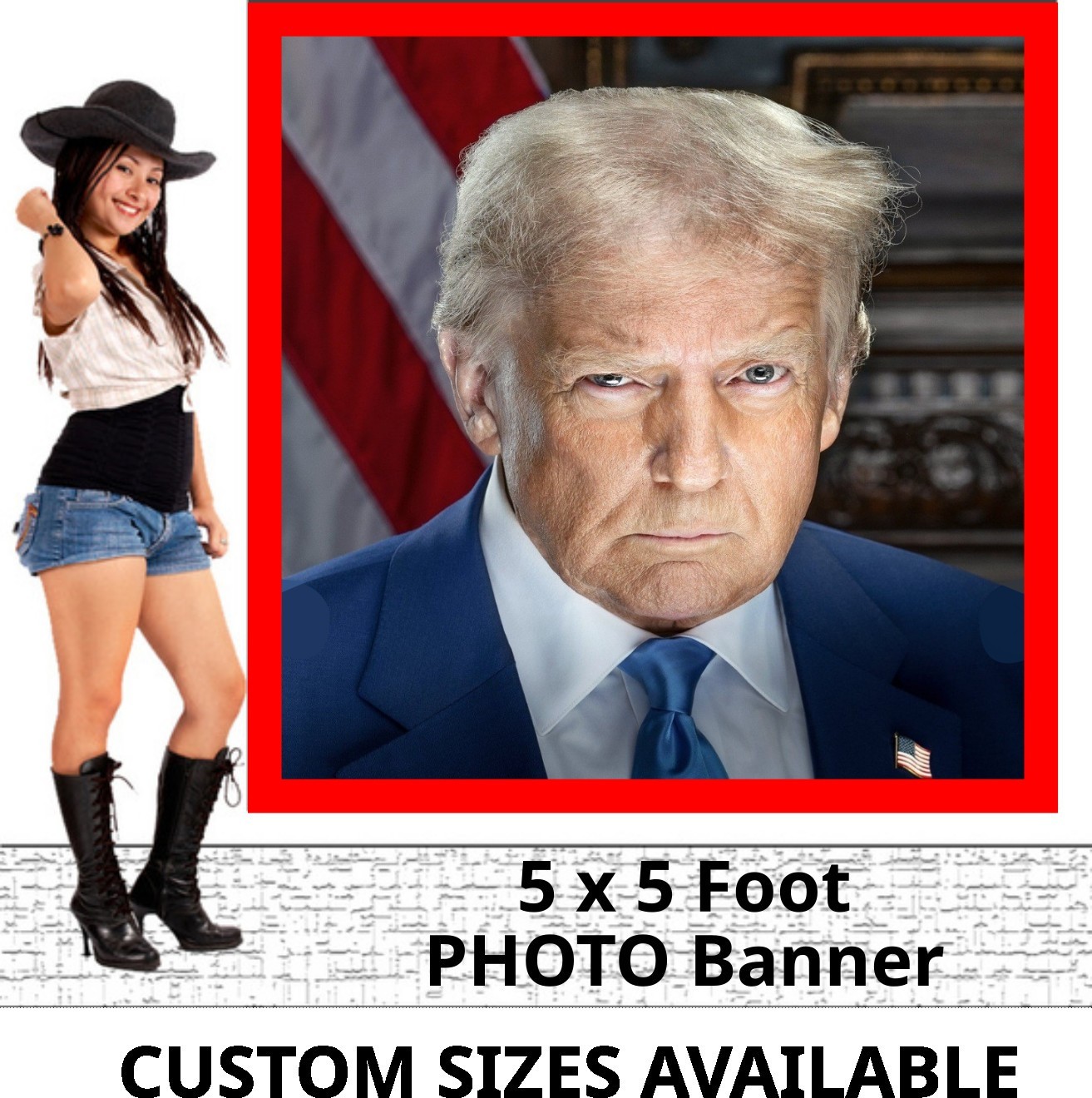 TRUMP 2028 W/PHOTO – HUGE CUSTOM BANNER – Reinforced Vinyl -USA MADE -HI QUALITY