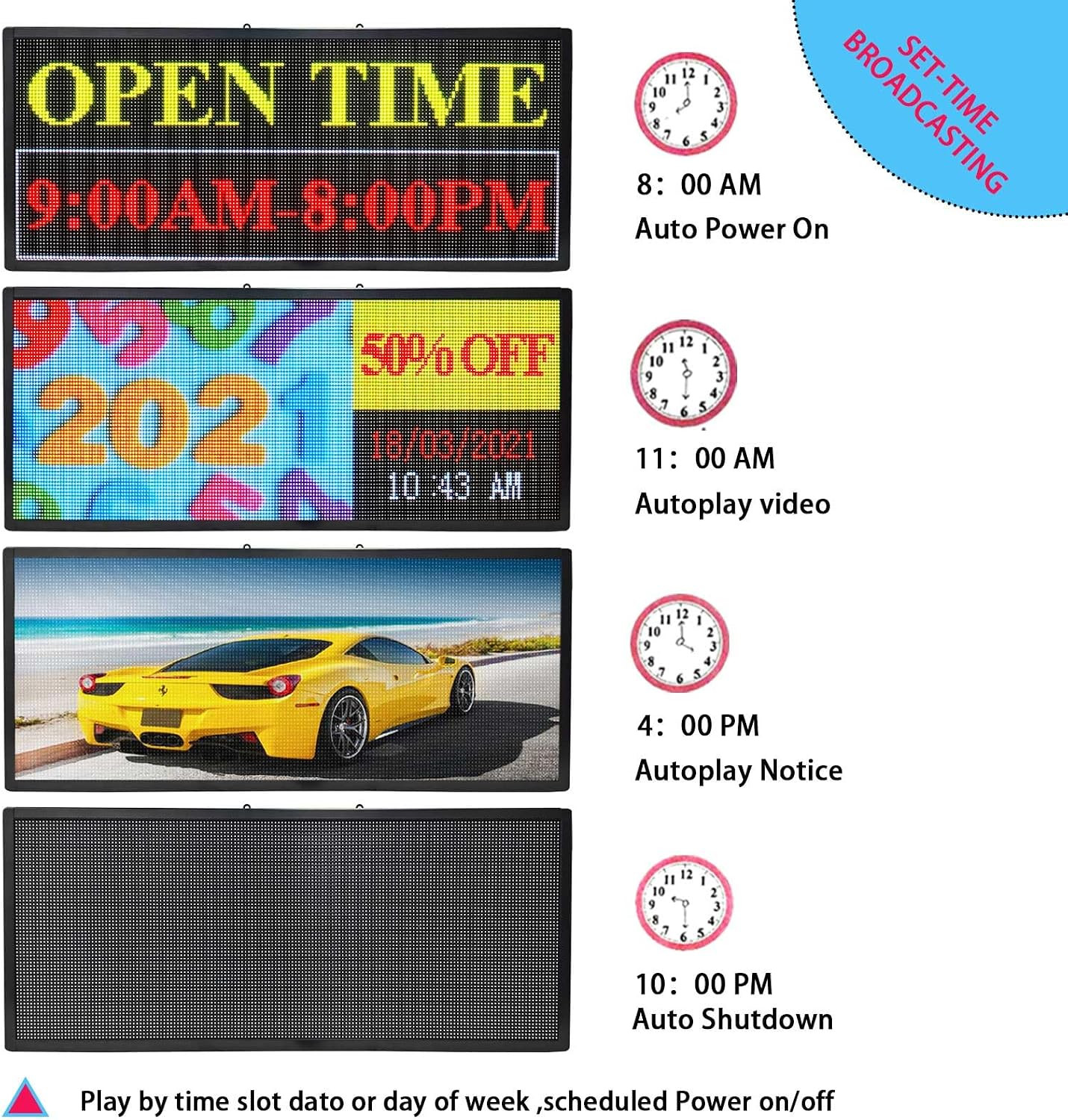 HS Led Sign Scrolling Programmable, Outdoor Digital Open Neon Signs Display Scre