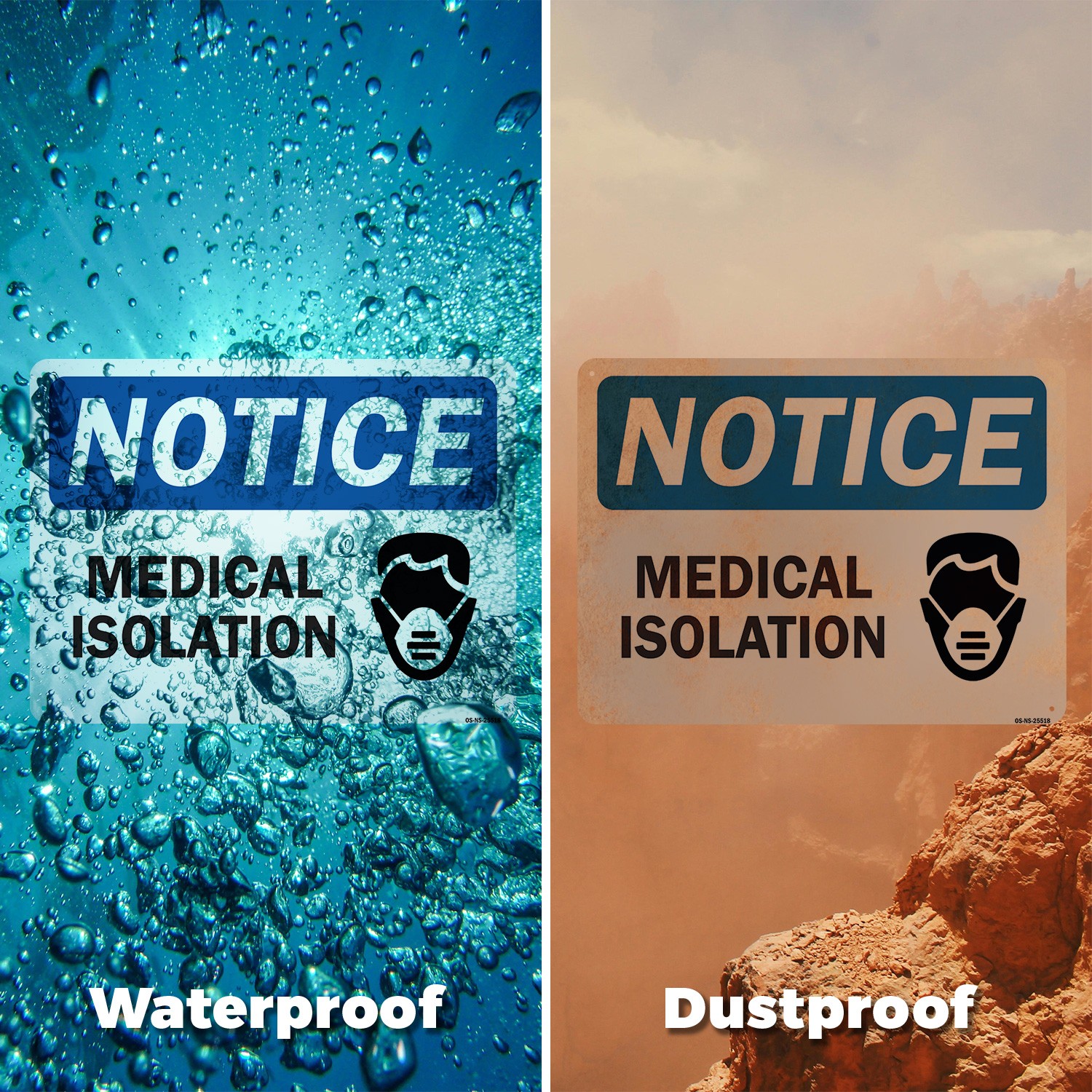 Medical Isolation Public Safety Sign Metal, Plastic, Or Decal – 5 or 10 Pack