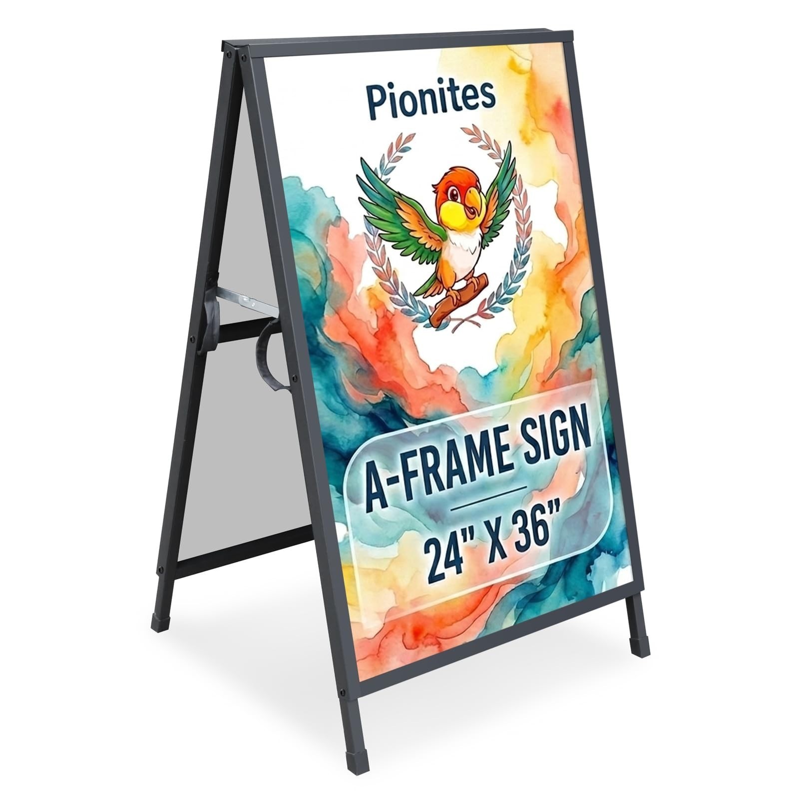 Heavy Duty A-Frame Sidewalk Sign 24×36 Inch Double-Sided Steel Display, Black