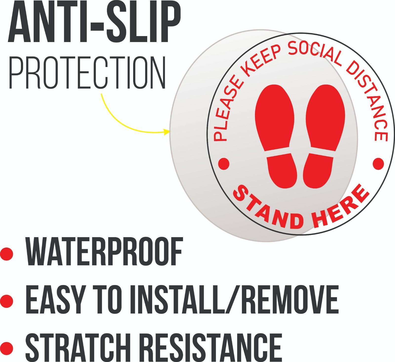 5 Pack Social Distancing Floor Stickers Signs Decal For Carpet