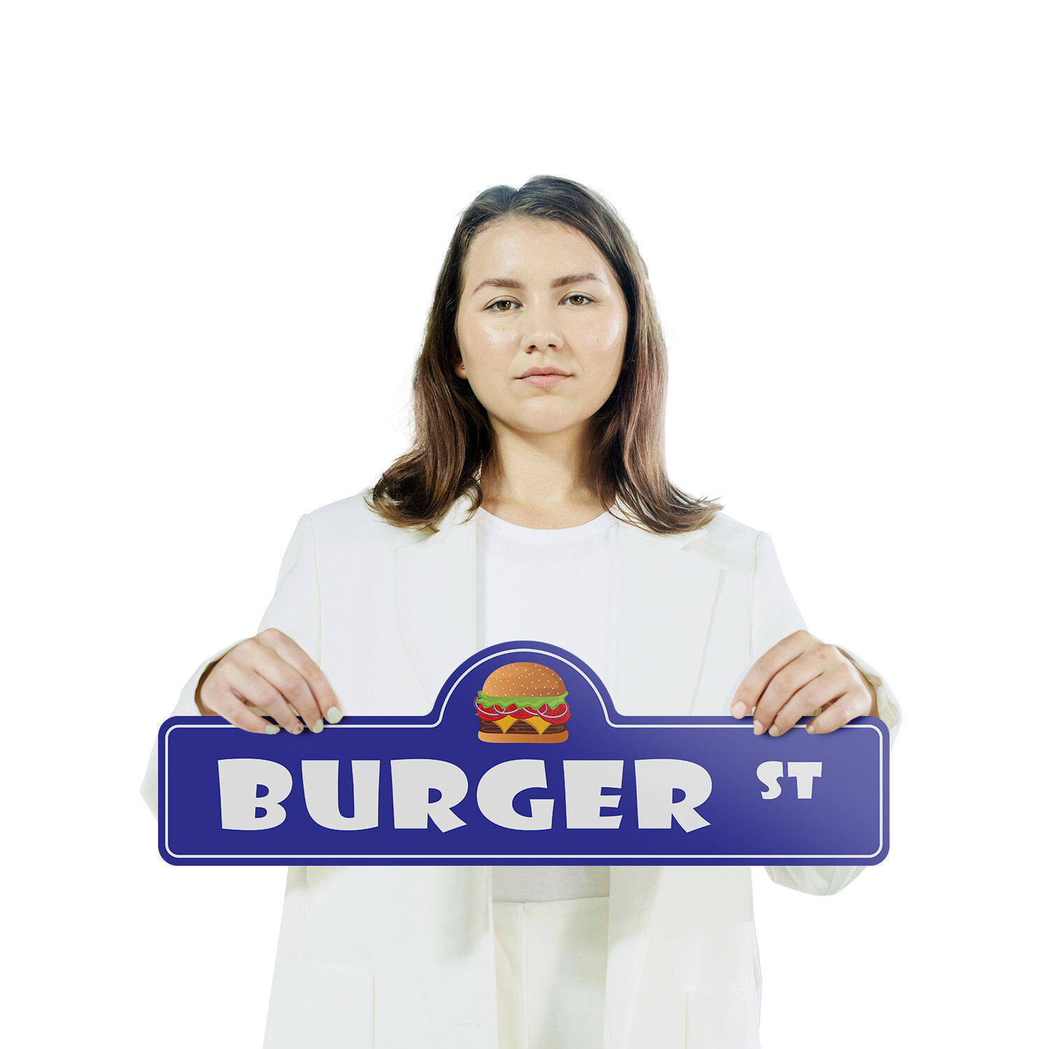 Burger Plastic Street Sign Crossing Xing Gift Novelty Funny