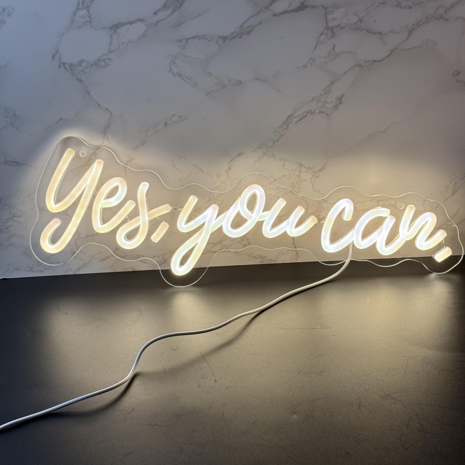 « Yes, You Can » LED Neon Sign Words Light Up Signs for Room Wall Art Decor, In…