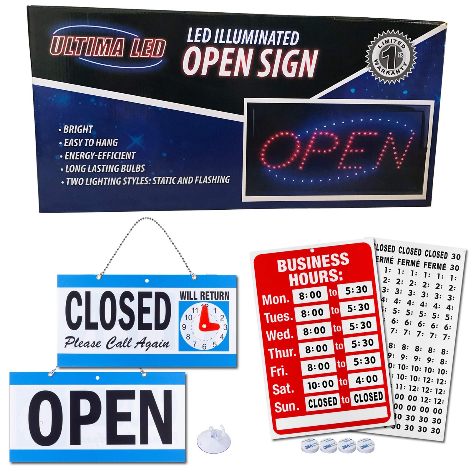 Neon Open Sign for Business Horizontal LED Sign with Flashing Mode for Stores