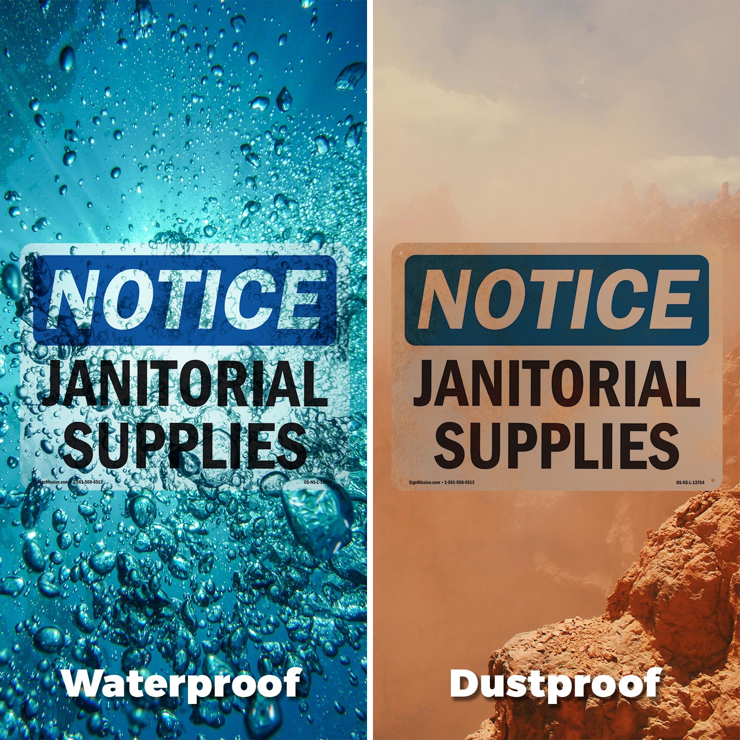 Janitorial Supplies OSHA Notice Sign Metal, Plastic, Or Decal – 5 or 10 Pack