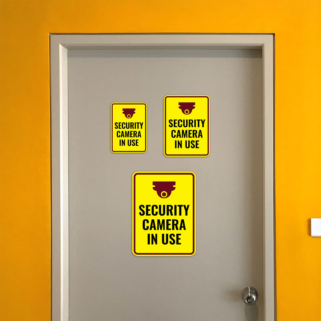 Portrait Round Plus Security Camera in Use Wall or Door Sign