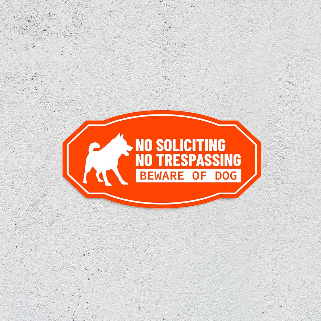 Victorian Plus No Soliciting No Trespassing Beware of Dog Wall or Door Sign