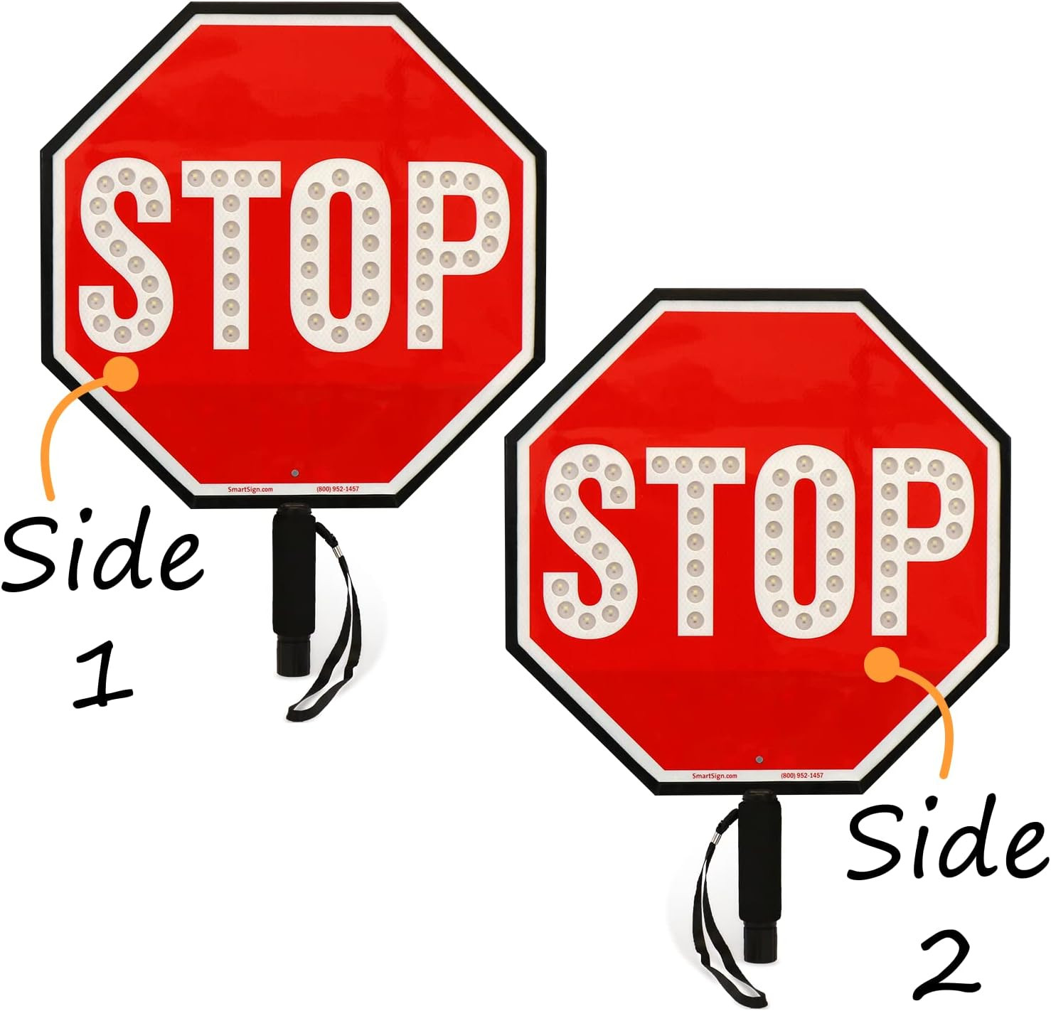 LED Stop Paddle – Rechargeable Reflective Handheld Sign with Dual Light Modes